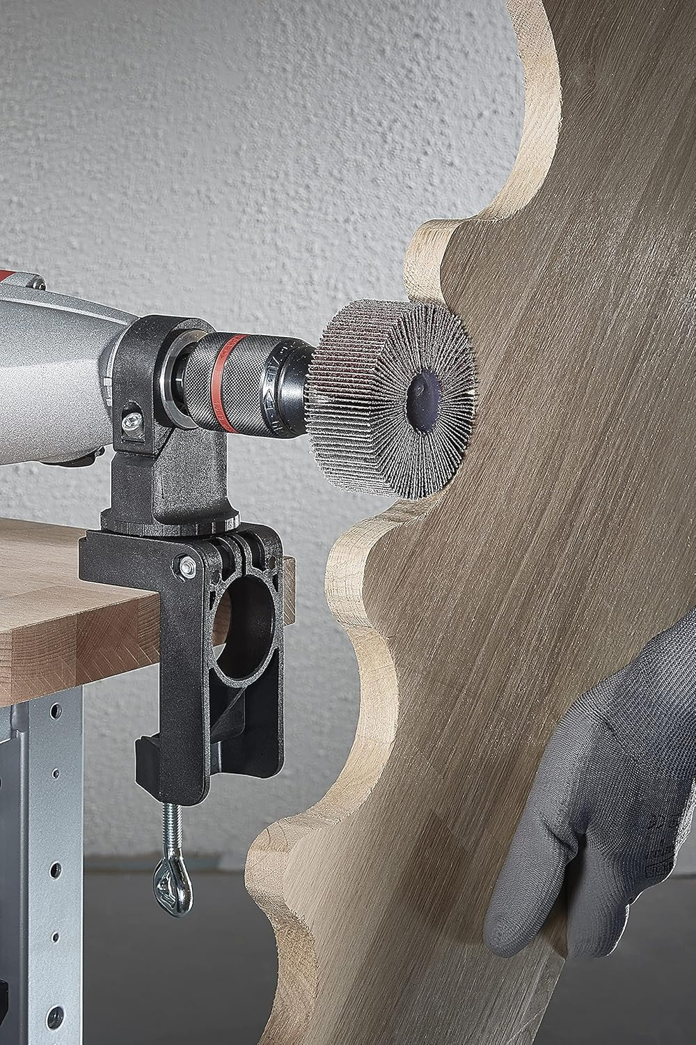 Wolfcraft Universal Drill Clamp, Plastic, Rotatable I 4802000 I Practical Aid for Holding Power Drills in Horizontal and Vertical Position image number 5