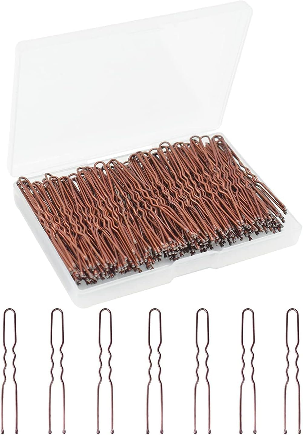 U Shaped Hair Pins,200 Count of Buns Waved Hair Pins for Women Girls with Box for Thin Thick Hair（2.36 Inch ） (Brown) image number 2