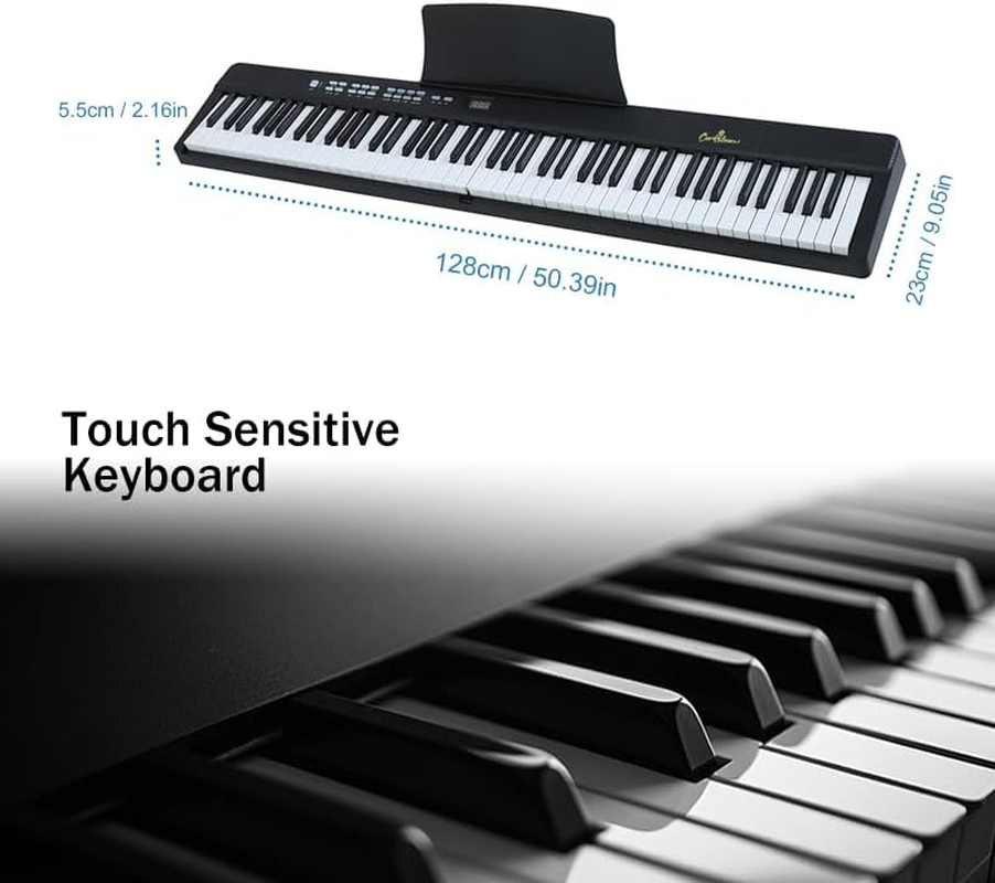 88-Key Portable Folding Electronic Keyboard, Digital Piano,Foldable Piano, 128 Timbres, 128 Rhythms, 80 Demo Songs, 64 Polyphonic, 22Mm Wide Keys, Australian Plug. (Black) image number 6