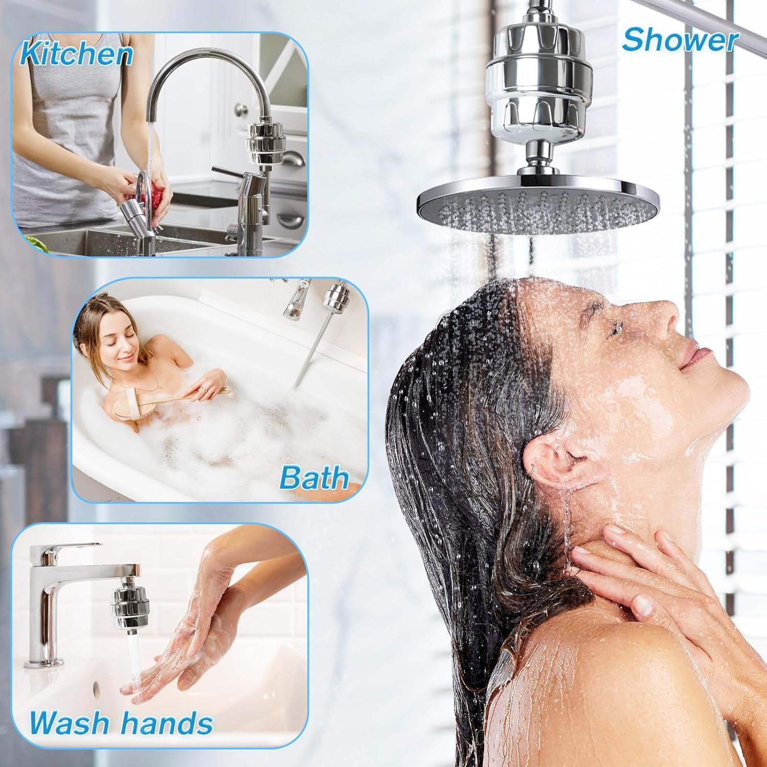 Shower Filter, 20 Stage Shower Head Filter for Hard Water, High Output Shower Water Filter to Remove Chlorine, 2 Cartridges Included image number 5