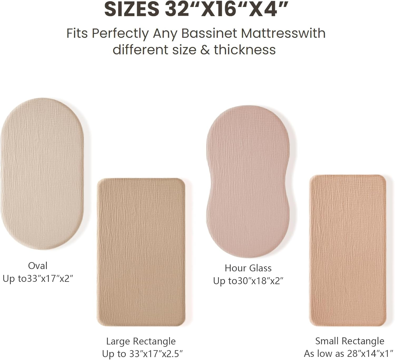 Konssy 2 Pack Muslin Fitted Bassinet Sheets for Baby Girl Boy, Soft Breathable Baby Bassinet Sheets Fit for Bassinets, Cradle, Moses Basket Oval Rectangle Pad/Mattress (Peach,Floral)