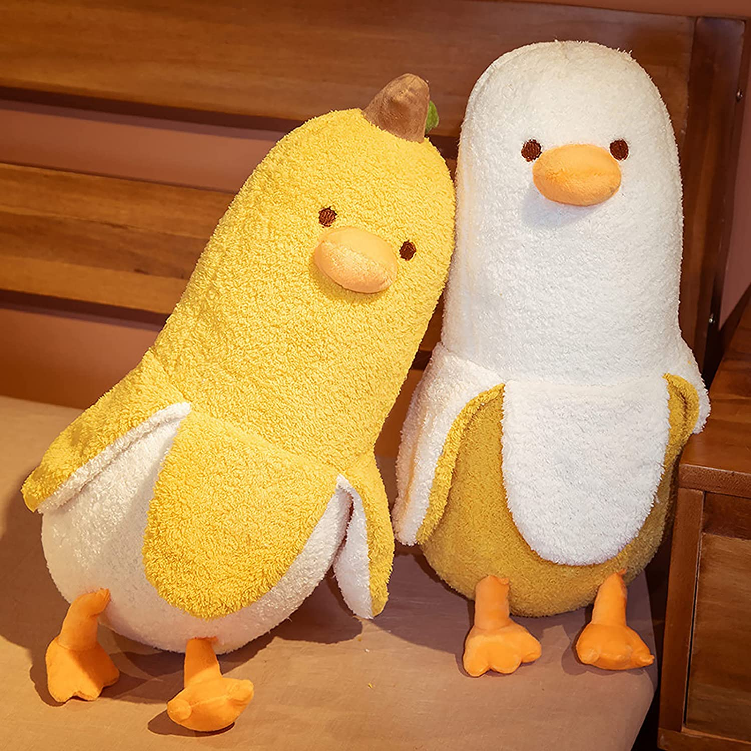 PEACHCAT Banana Duck Plush Toy Cute Plushie Hugging Plush Pillow Duck Stuffed Animal for Girls and Boys White 19.7" image number 6