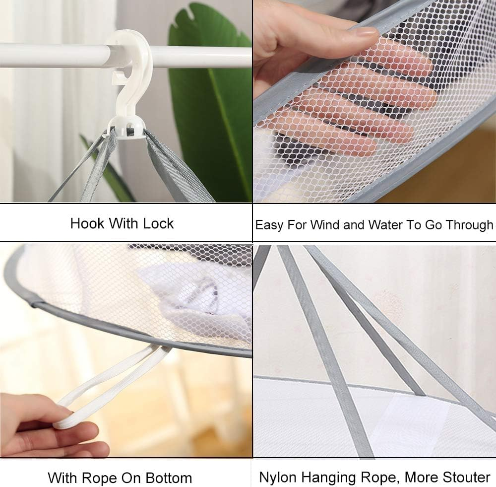 Limcryspp Double-Layer Clothes Drying Rack, Foldable Mesh Drying Rack, Foldable Hanging Net Dryer, Underwear, Etc image number 2