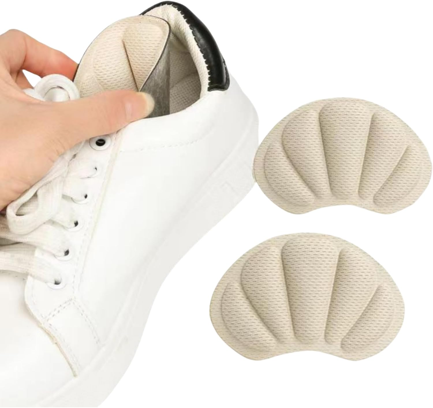 6 Pcs Unisex Heel Protectors for Loose Shoes, Heel Cushion with Self-Adhesive Pads for Sneaker Shoes Too Big (Nude, One Size) - Nude image number 6