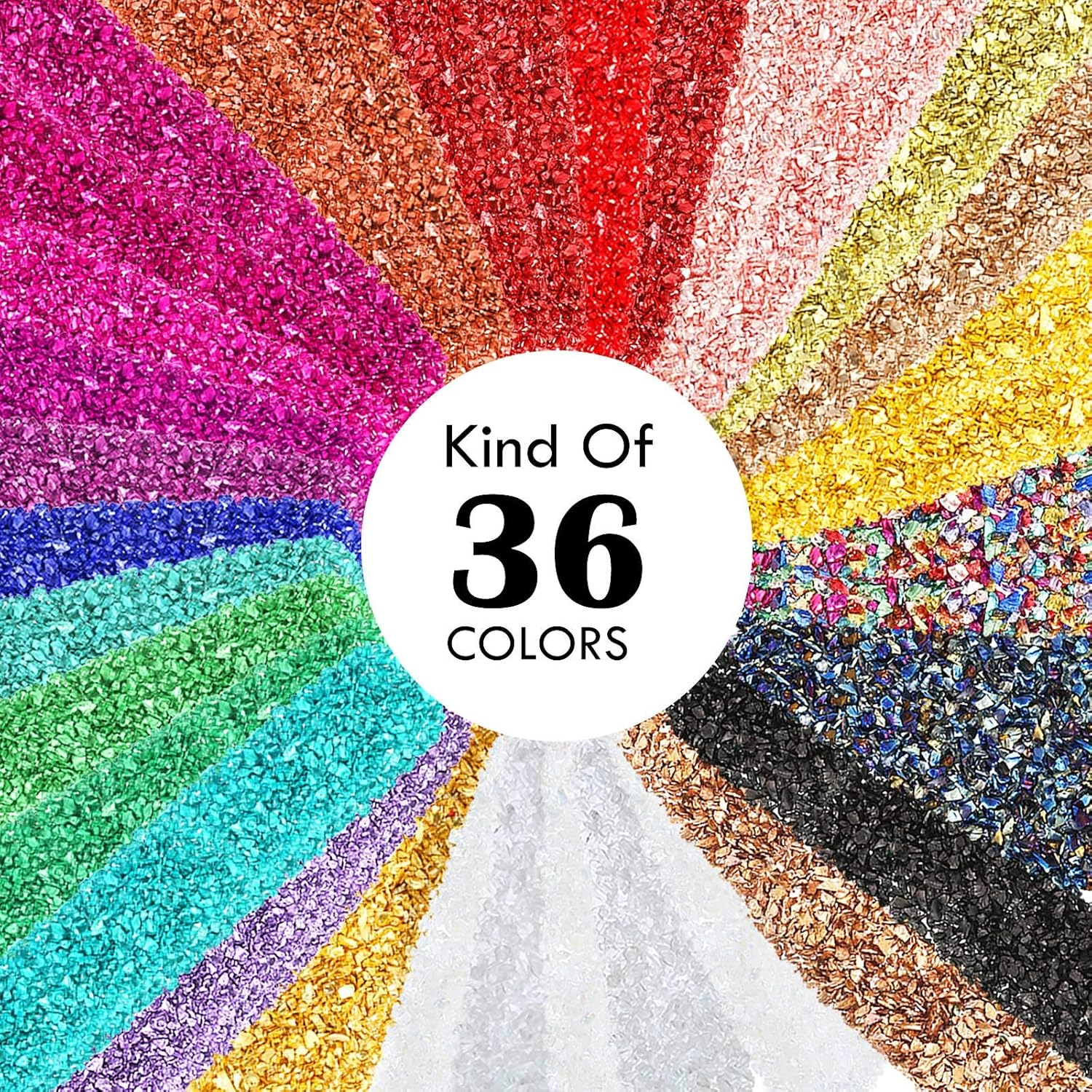 36 Pack Crushed Glass Glitter, Broken Crushed Glass Pieces for Craft Resin Nail DIY Craft Vase Filler Epoxy Resin Art Jewelry Making image number 2