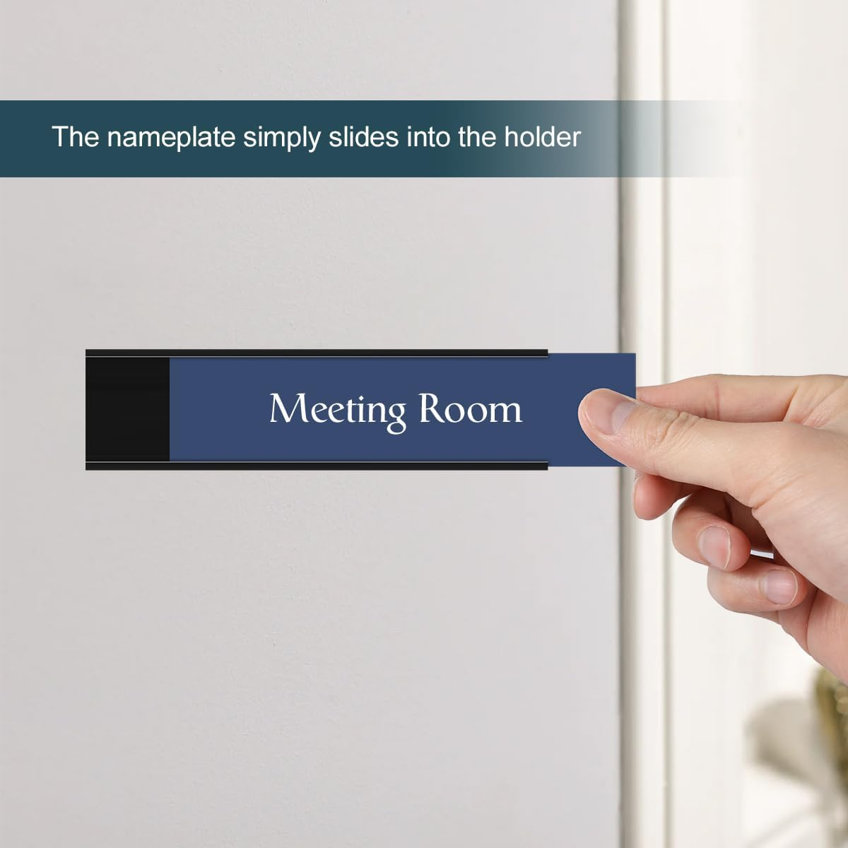 Lenink 6 Pack Name Plate Holder, Office Door Name Plate Holder Adhesive Wall Mount for Meeting Room, Business Department, Warning Area 8&rdquo; X 2&rdquo; (Black) image number 3