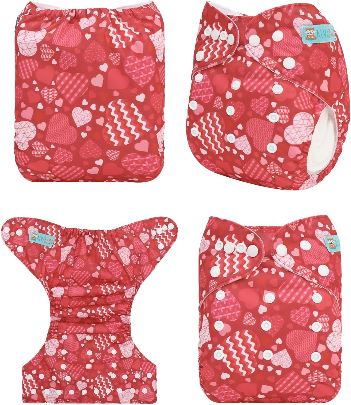 ALVABABY Baby Cloth Diapers One Size Adjustable Washable Reusable for Baby Girls and Boys 1 Pack with 2 Inserts YX227-2T image number 6