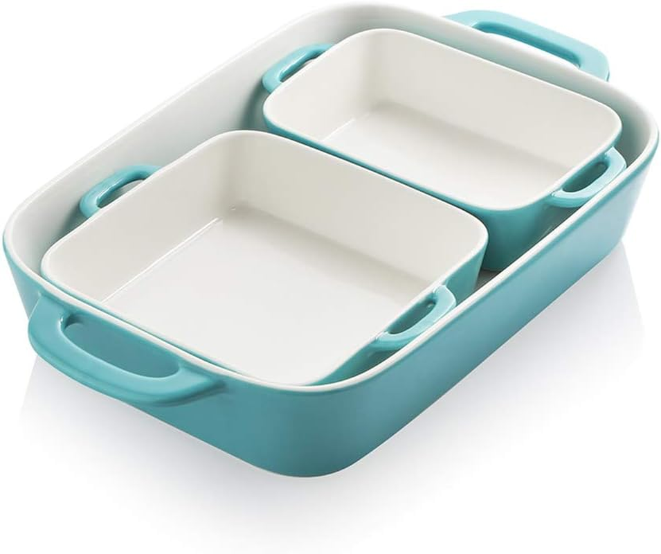 Sweejar Ceramic Bakeware Set, Rectangular Baking Dish for Cooking, Kitchen, Cake Dinner, Banquet and Daily Use, 12.5 X 8.9 Inches Porcelain Baking Pans (White) - Red image number 2