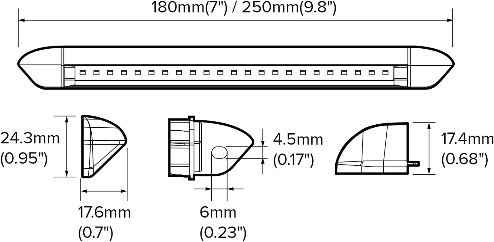 Dream Lighting Caravan Awning Exterior LED Light Black 12V Campervan Motorhome RV Boat Marine Camping Strip Bar Lighting Waterproof IP65