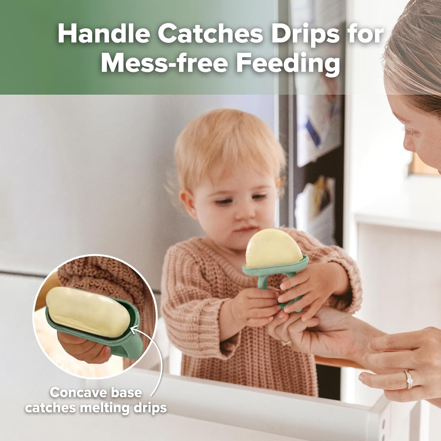 Haakaa Chilly Monster Popsicle Molds, Silicone Breastmilk Popsicle Molds for Baby Teething Relief, BPA Free Ice Pop Molds&Frozen Breast Milk Teether Popsicle Maker for Infant 6M+- Blush + Pea Green - Sky Blue image number 4