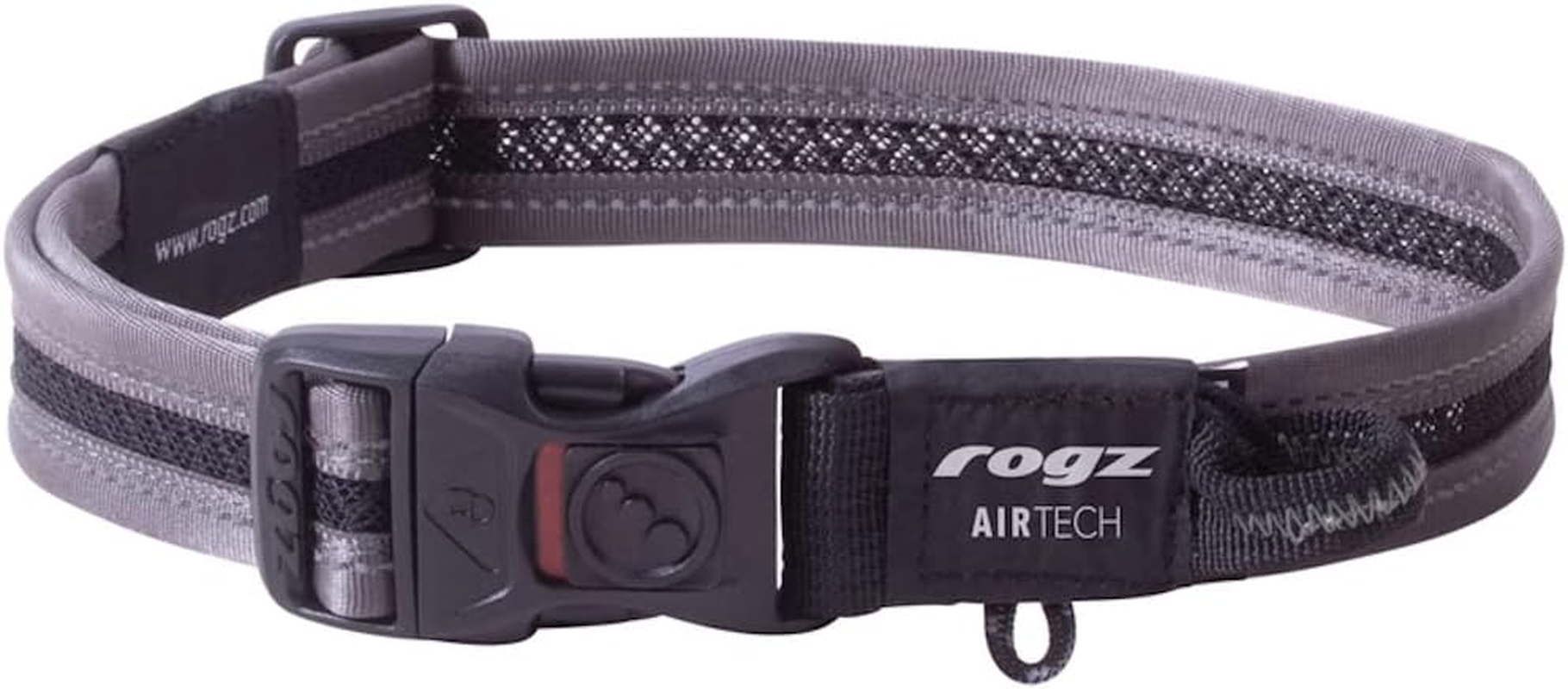 Rogz Airtech Classic Dog Collar, Platinum Grey, Medium