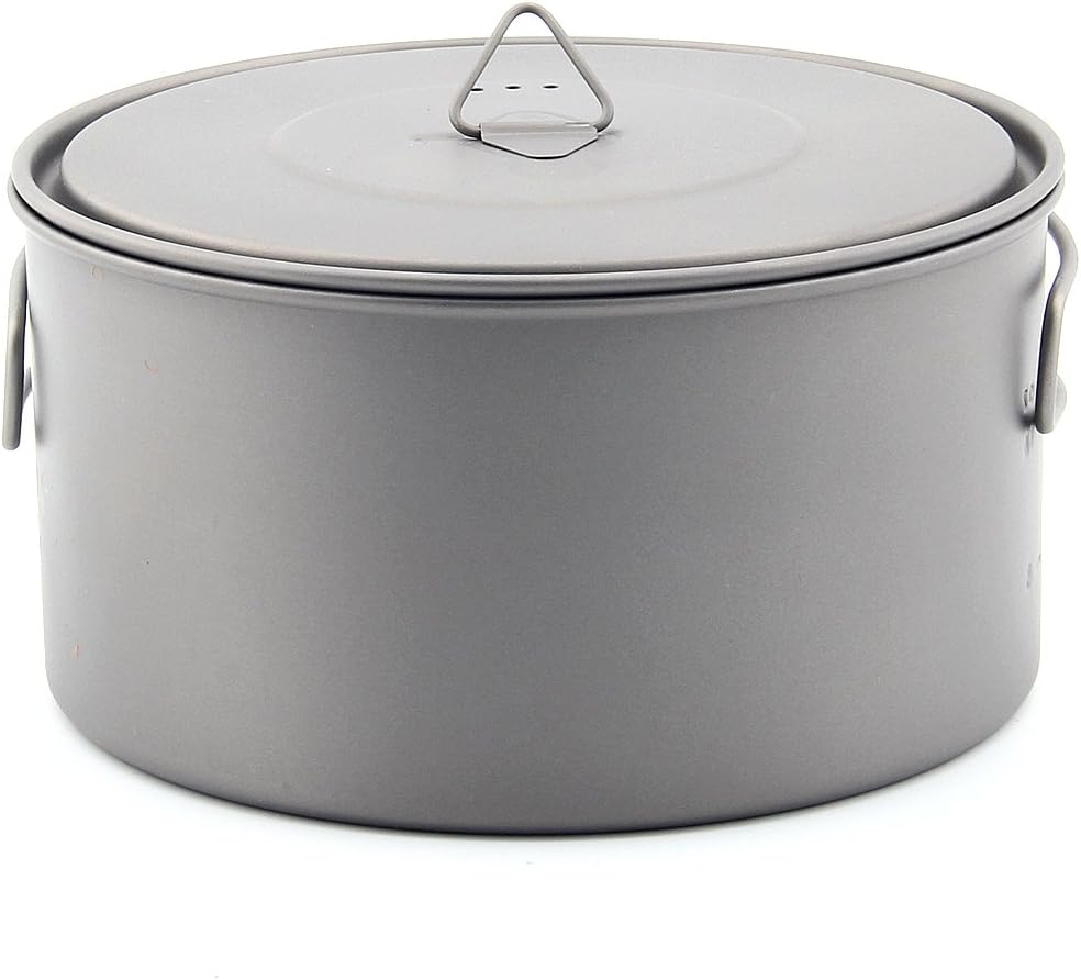 TOAKS Ultralight Titanium Camping Pot, 900Ml, Silver, Uncoated, Folding Handle, Includes Lid & Mesh Storage Sack