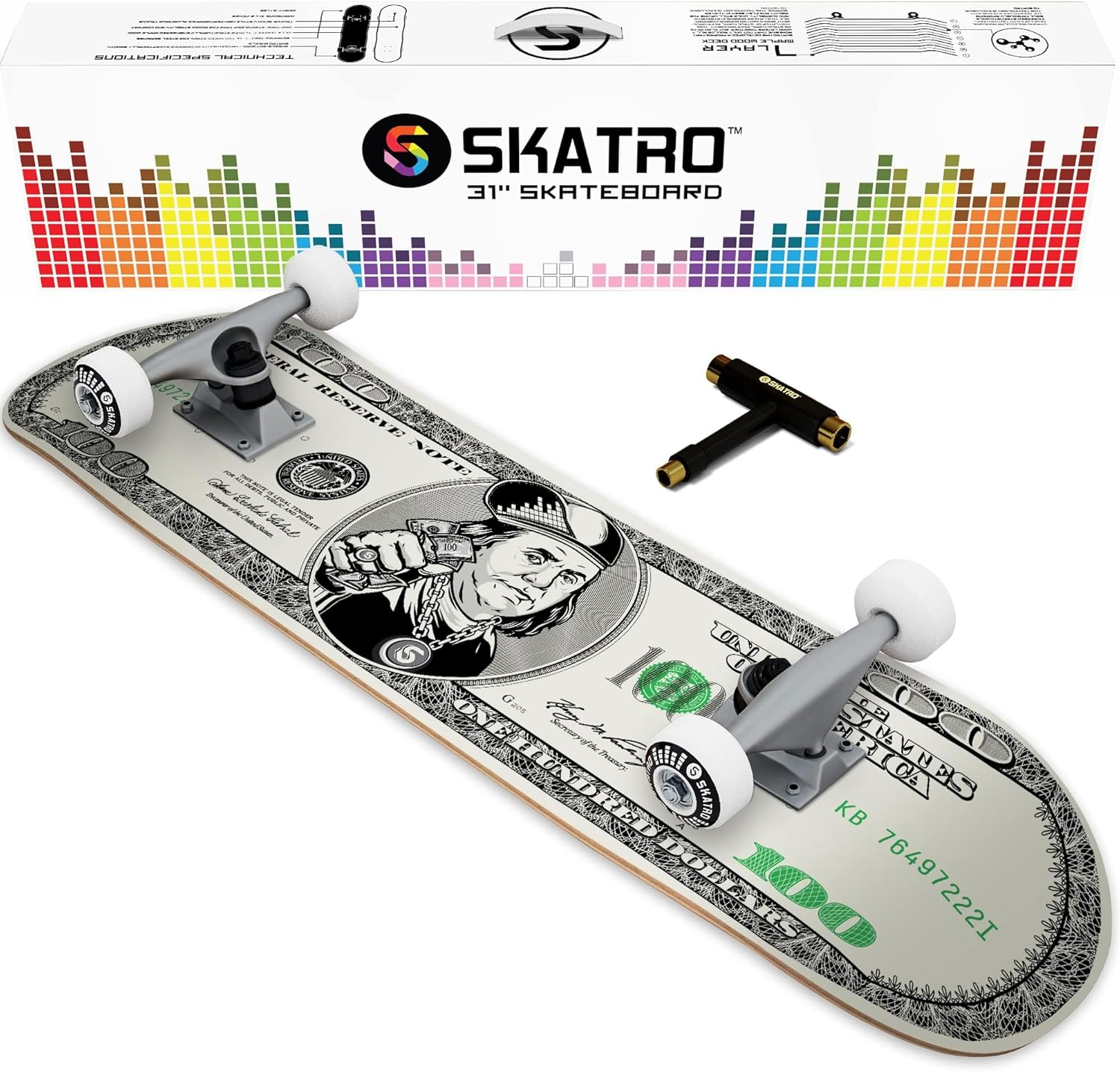 Skatro - Pro Skateboard 31" Complete Skateboard. Skate Board Ages: Adults, Boys, Girls, Beginners, and Kids