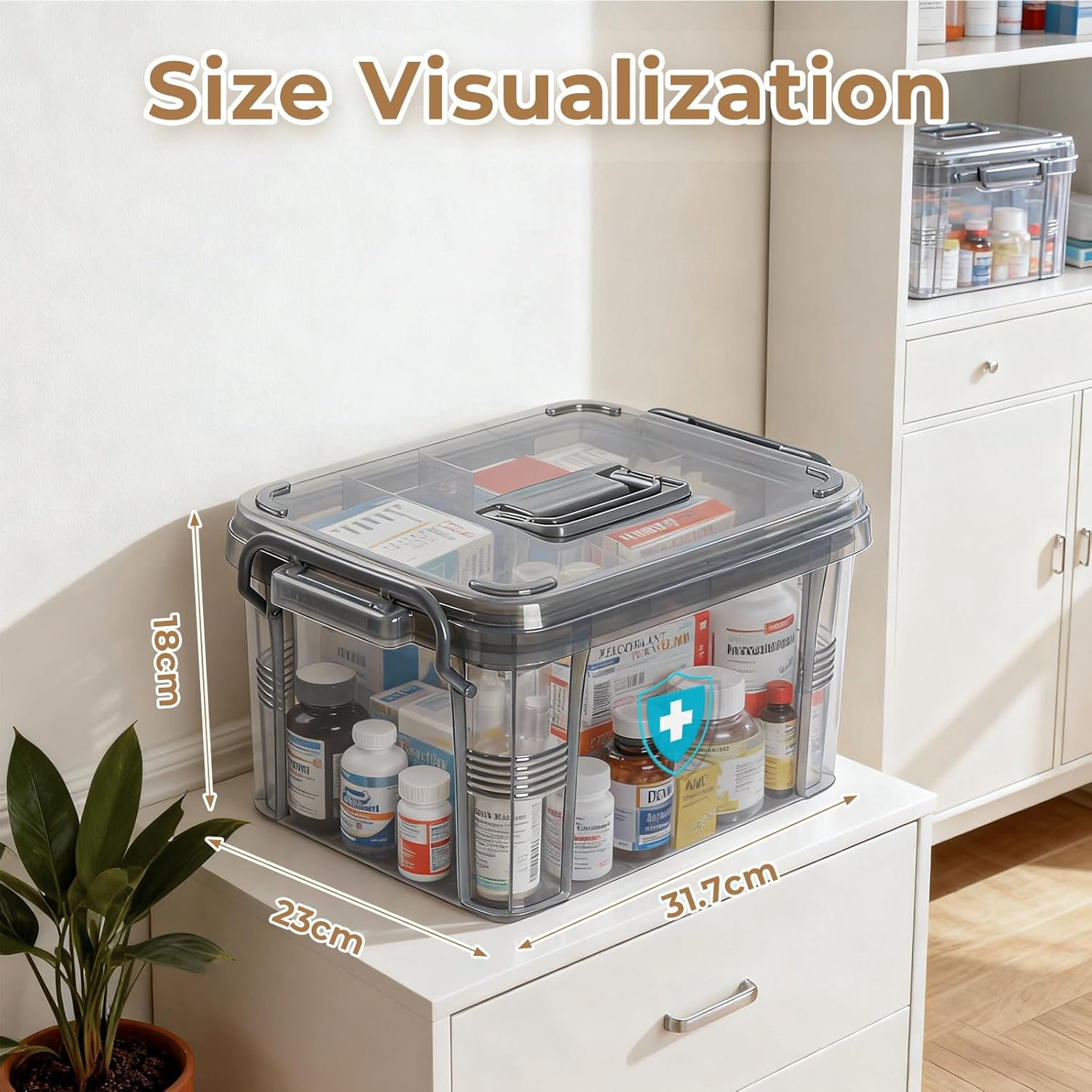 Medicine Storage Box with Handles & Multi-Layer Design &ndash; Plastic Organizer for Pills, First Aid, Household Sundries &ndash; Portable, Durable, and Stackable for Bedroom, Kitchen, and Office image number 1