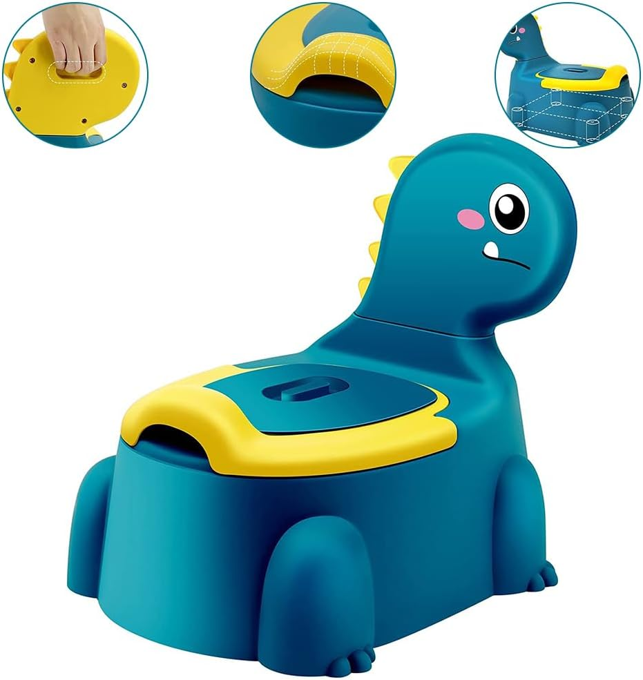 Dinosaur Potty Training Seat, Toddler Potty Chair, Toddler Portable Toilet, Training Toilet with Non-Slip Rubber Mat, Suitable for Boys Girls Kids Toddler (34 * 27 * 32.5 CM)