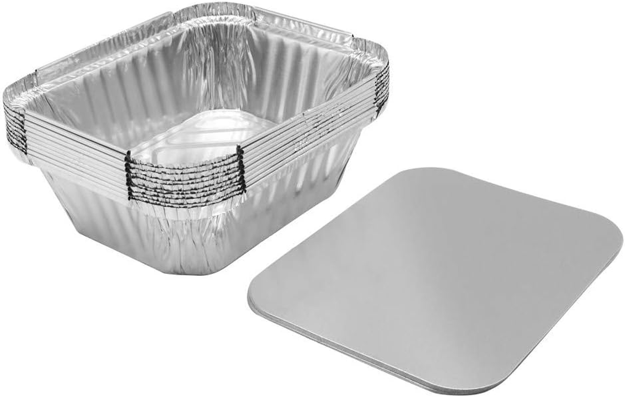 60X Small Foil Food Container Tray and Lid Roasting BBQ Takeaway Oven Trays