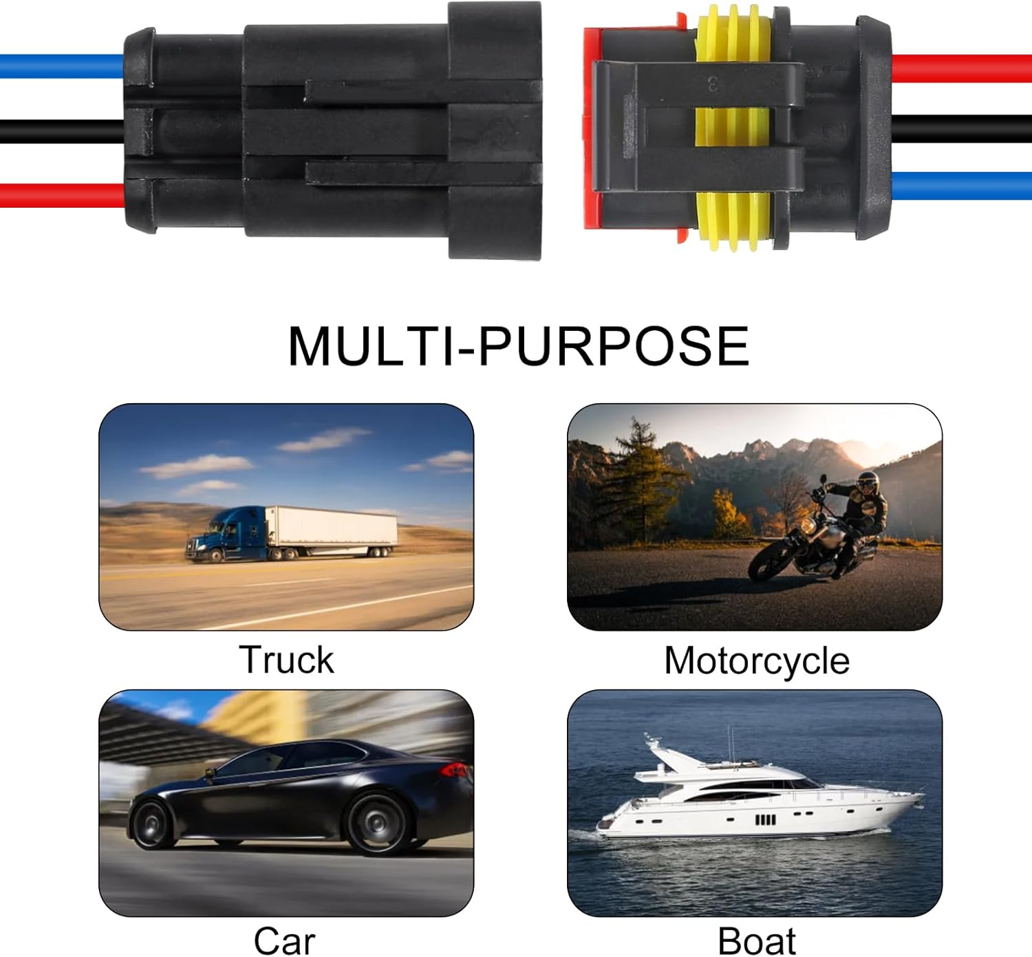 DIANN 6 Sets 3 Pin Connector Waterproof Connector Male and Female Electrical Connector 16 AWG Wire for Car Truck, Boat and Other Wire Connection image number 4