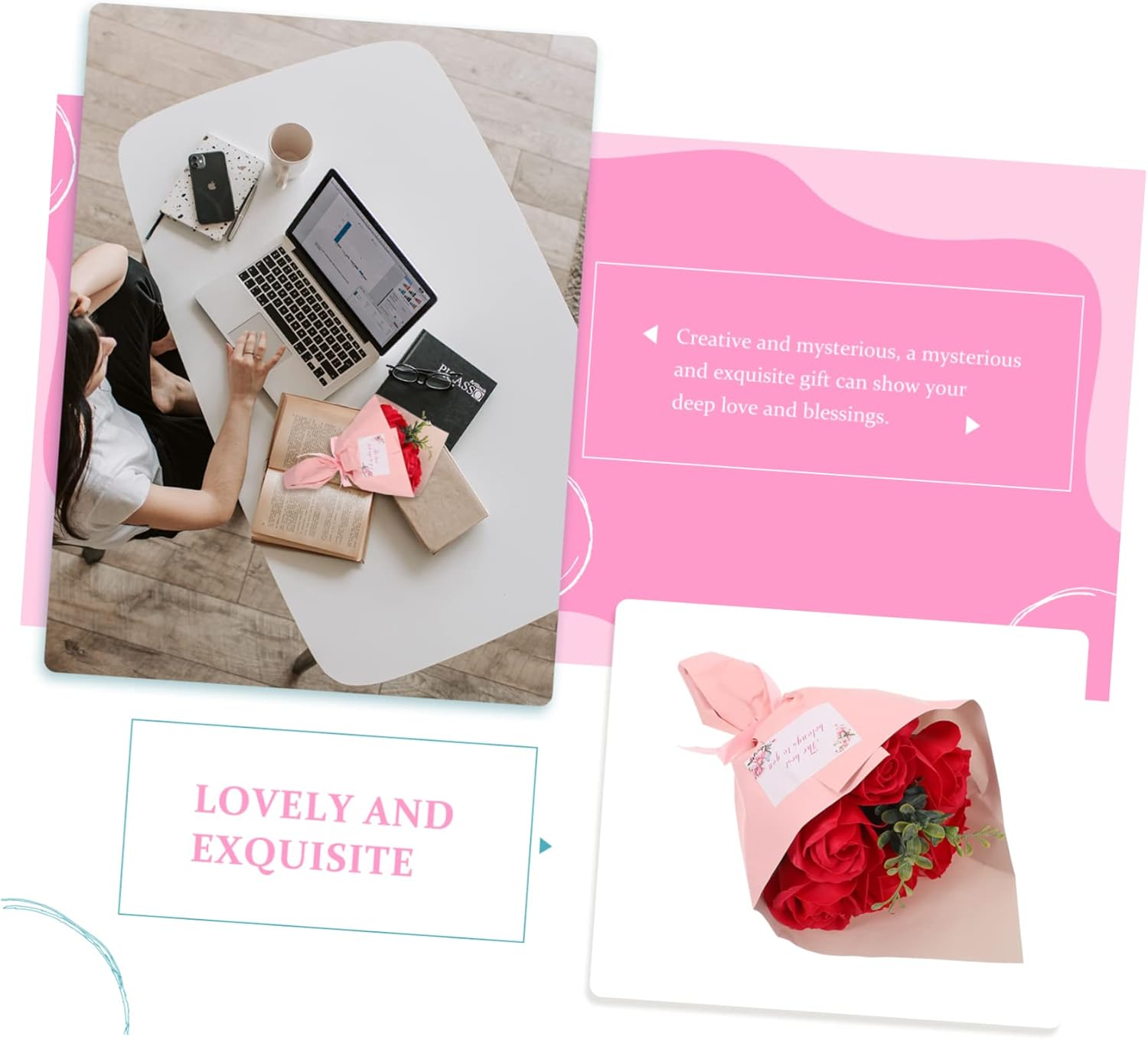 Cabilock 2Pcs Beautiful Soap Flowers Artifical Fake Flowers for Home Decor Valentine'S Day image number 4