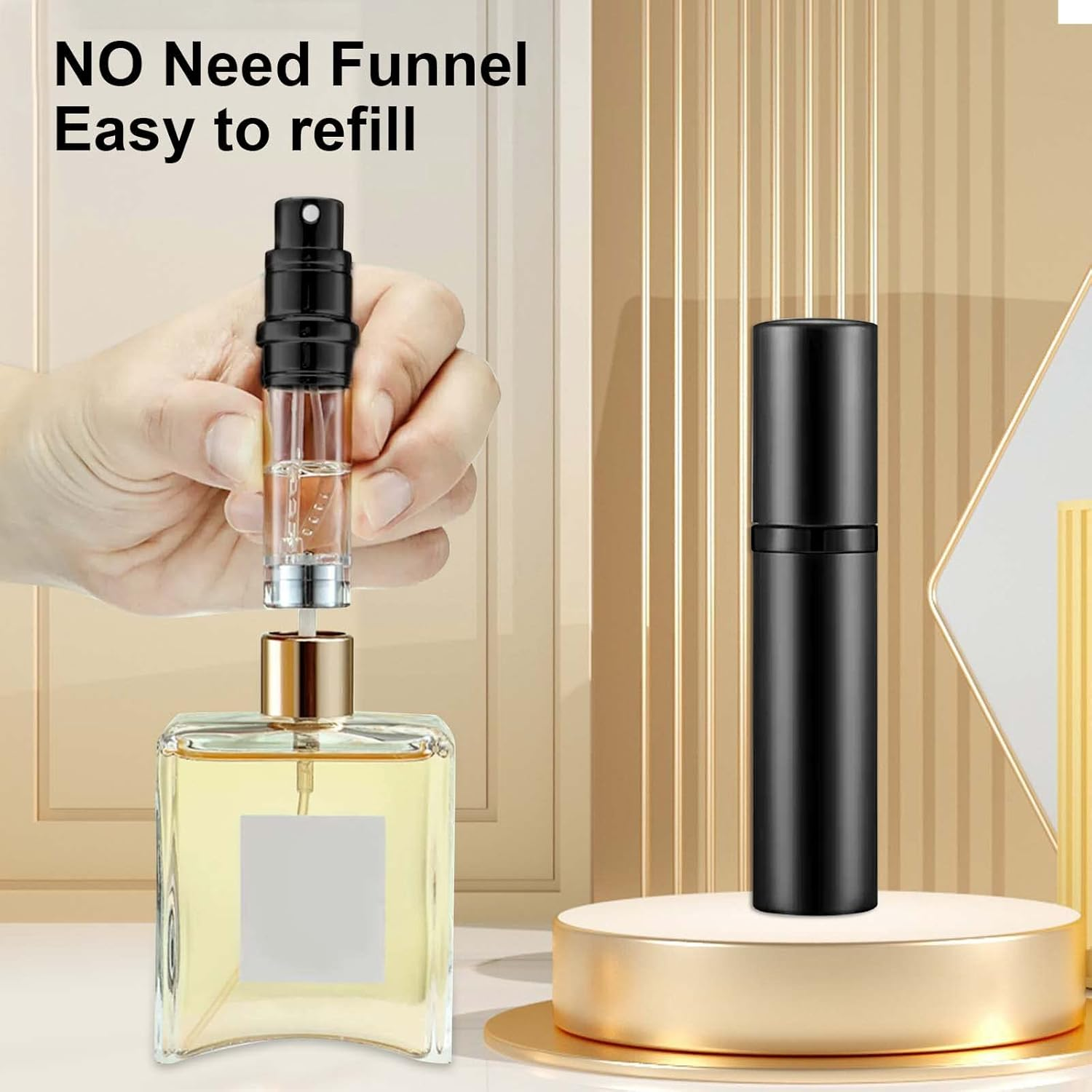 5ML Perfume Atomizer Refillable, Perfume Atomizer Empty, Empty Travel Perfume Atomizer Mini Portable Spray Bottle, Perfume Container, Pocket Atomizer Perfume Bottles (Black+Gray) image number 2