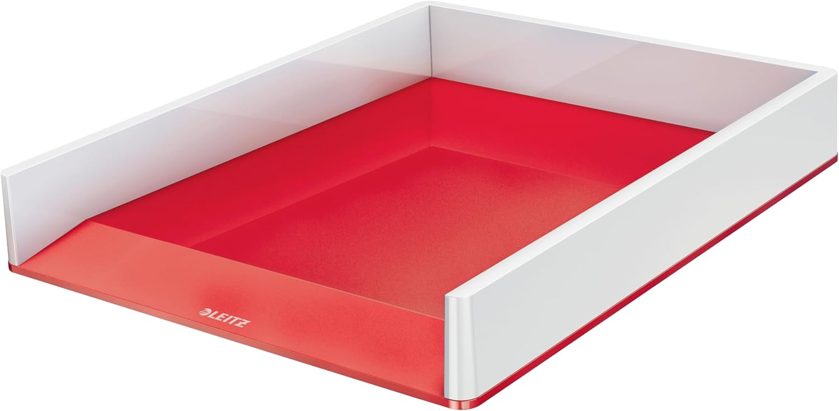 Leitz Wow A4 Letter Tray, Letter Tray in Premium Quality, Stackable Storage Compartment as Desk Organiser, Ideal for Office, Home Office & School, Red, 53611026 image number 5
