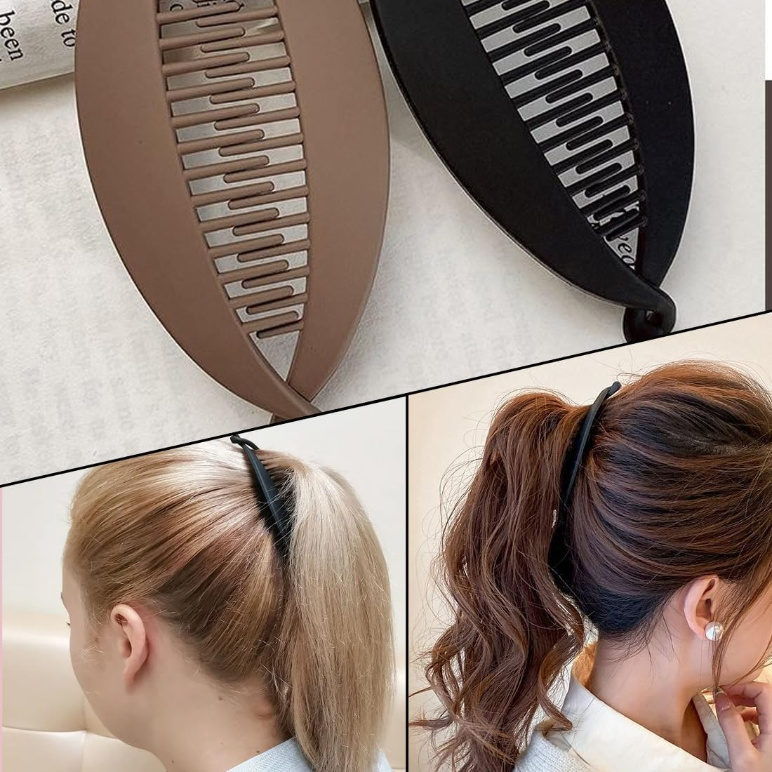 MIRKUZI Hair Clips 3 Pack Banana Clips Banana Clips Hair Banana Hair Clips Women Hair Clips Banana Girl Retro Banana Hair Clips Ponytail Banana Clips image number 2