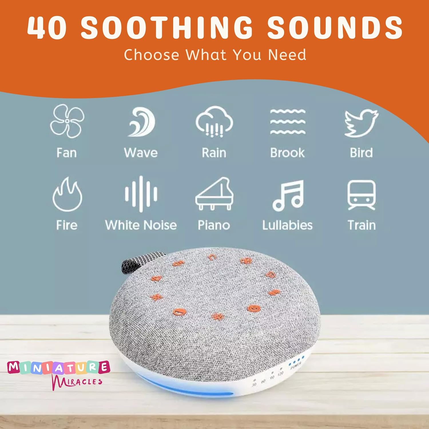 White Noise Machine, Baby White Noise Machine with 40 Soothing Sounds for Sleep, Sound Machine with Night Light 7 Colours 4 Modes for Children'S and Adult Bedroom and Travel image number 4