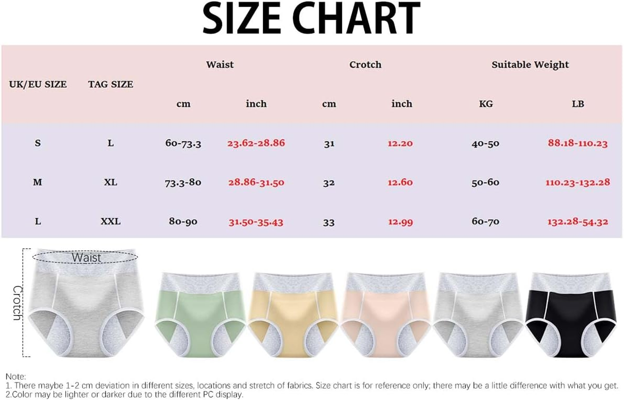 Underwear, Underwear Women Mid-Waist Warm Menstrual Period Leak-Proof Menstrual Pants with Pockets and Arm Lifts plus Size Pack of 5 image number 5