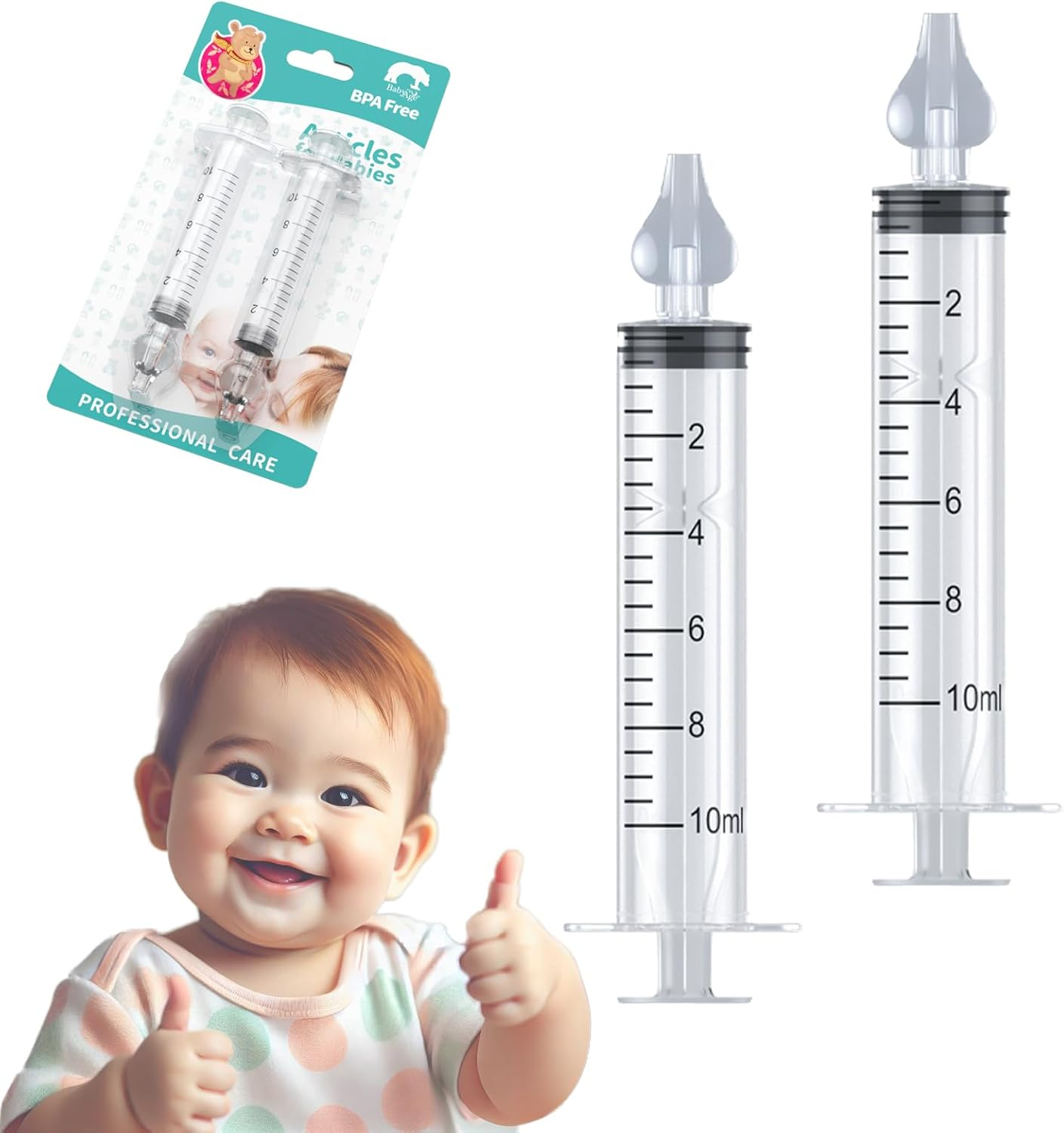Irrigatore Nasal, Siringa per Lavaggi Nasali Bambini 10 Ml, Siringhe Lavaggi Nasali with Punta in Silicone Morbido, Irrigazione Nasal Riutilizzabile Portatile Aspiratore Nasal image number 3