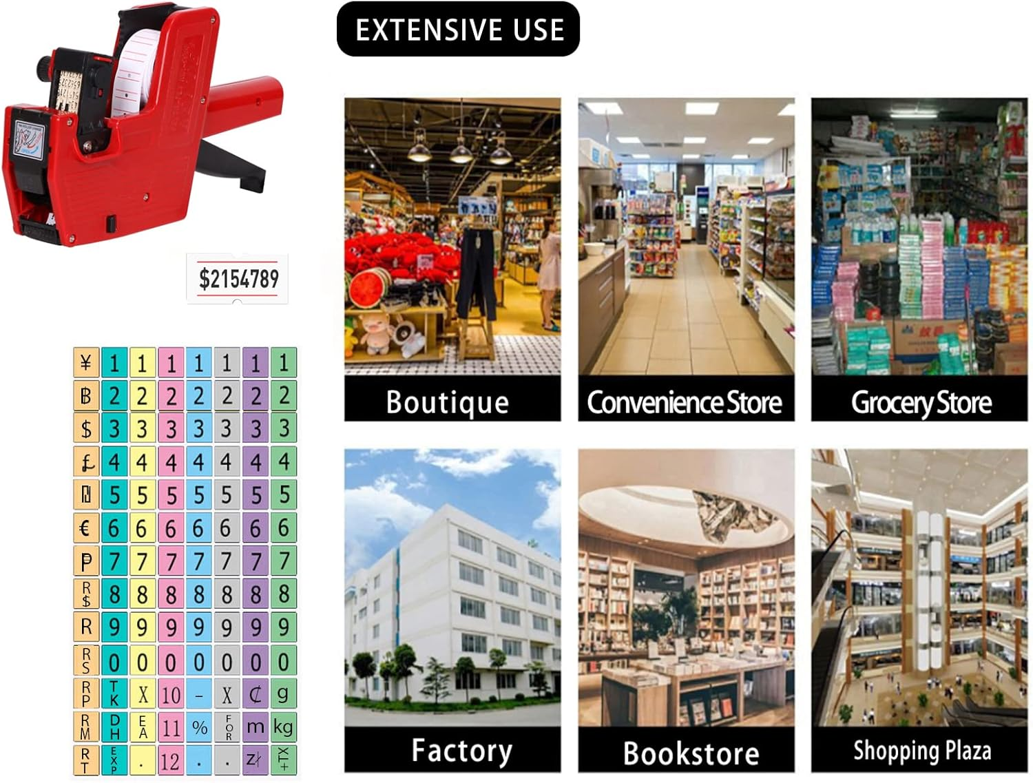 1-Line 8 Digits Price Label Gun with 10 Rolls/6000Pcs White Labels 3 Inkers,Pricing Stickers Labeler,Tag Maker Tagging Machine Gun for Office,Retail Shop,Grocery Store(Bright-Red) image number 3