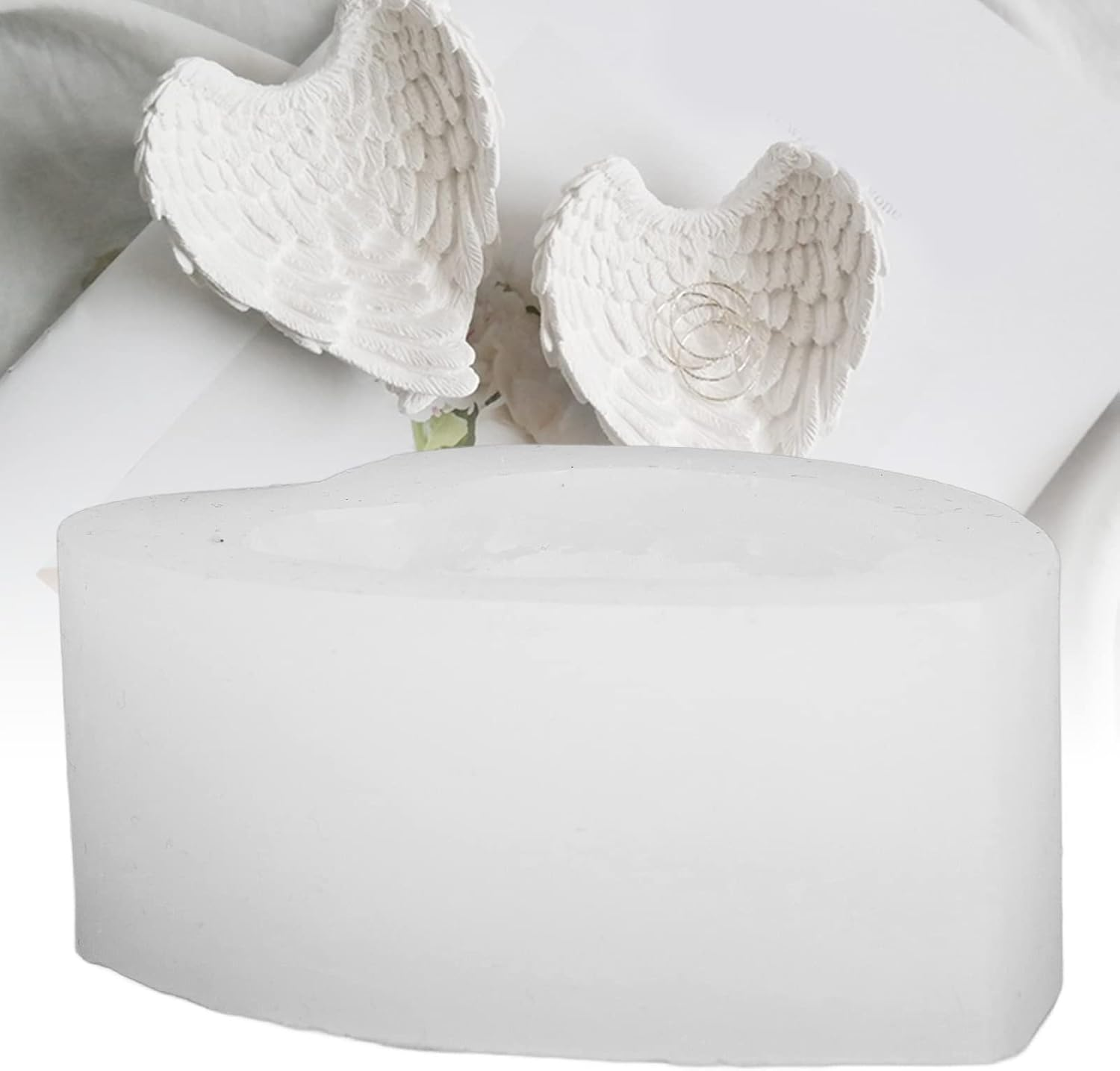 Silicone Mould Feather Wing Shape DIY Storage Box Handmade Mold for Jewelry Organizer Craft Supplies Transparent Color 8.5Cm X 7.5Cm X 3.5Cm image number 1