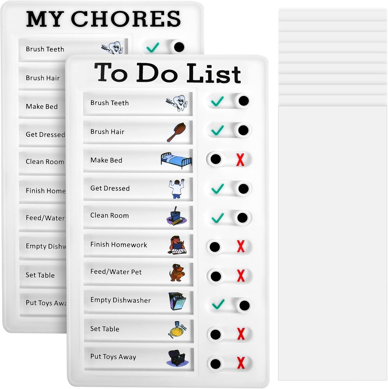 Chore Chart Memo Board 2 Pieces, Portable RV Checklist Board with 10 Blank Cardstock, Detachable Plastic DIY Message for Home Office Travel image number 6