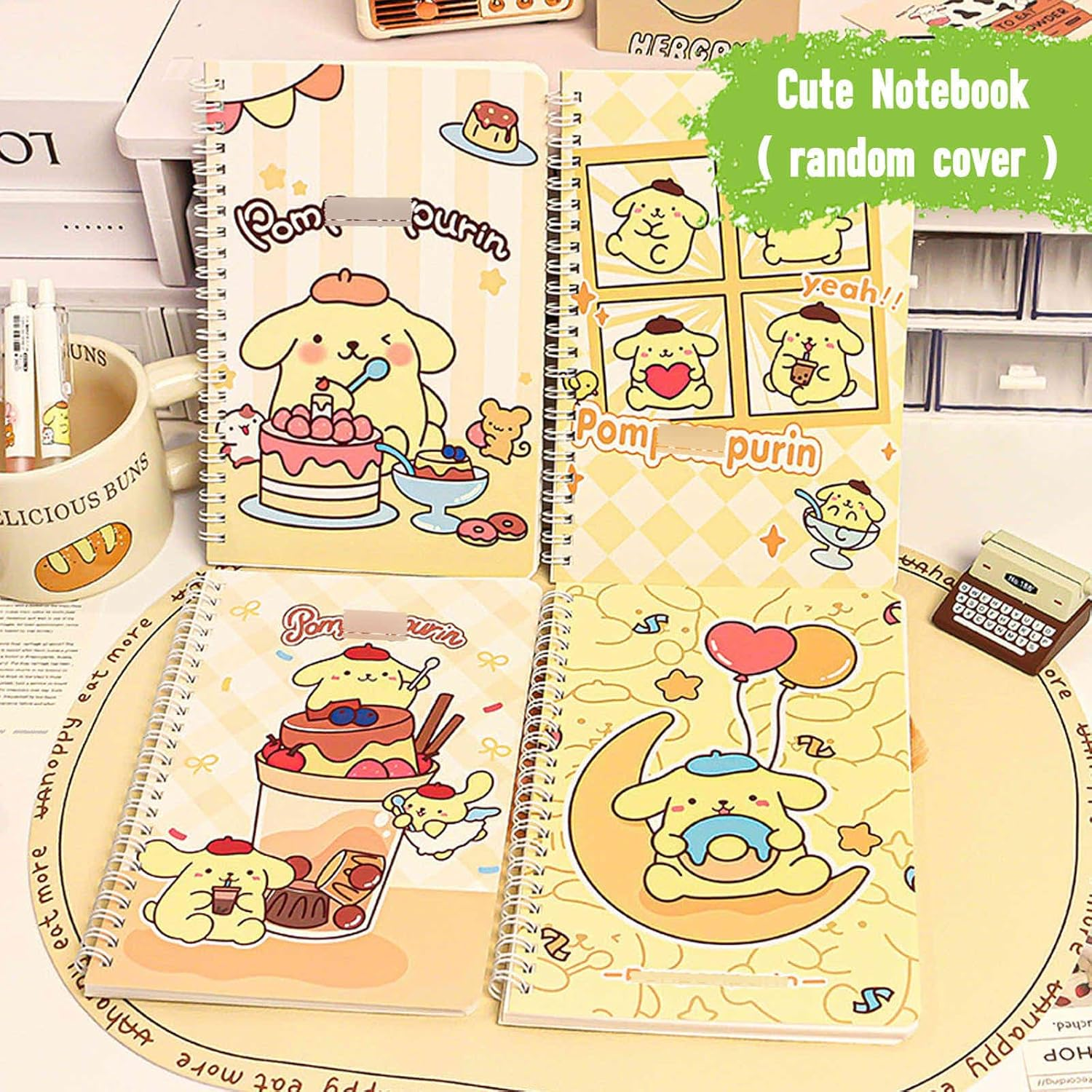 Koiswim Cute Pompompurin School Supplies Set - Gel Pens, Journal Notebook, 50 Stickers, Pencil Cse, Kawaii Stationery Set, Back to School Gift, Yellow Pompompurin image number 1