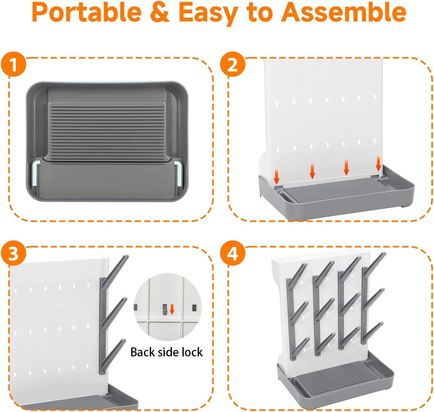 Sluxjet Baby Bottle Drying Rack, Space Saving Vertical Baby Bottle Storage Travel Bottle Brush and Large Capacity Drying Rack for Countertop Kitchen Organize Bottles and Baby Accessories, Gray image number 6