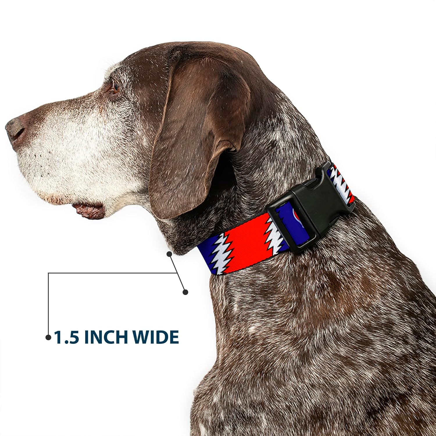 Dog Collar Plastic Clip Steal Your Face Lightning Bolt Repeat Red White Blue 15 to 26 Inches 1.0 Inch Wide image number 5