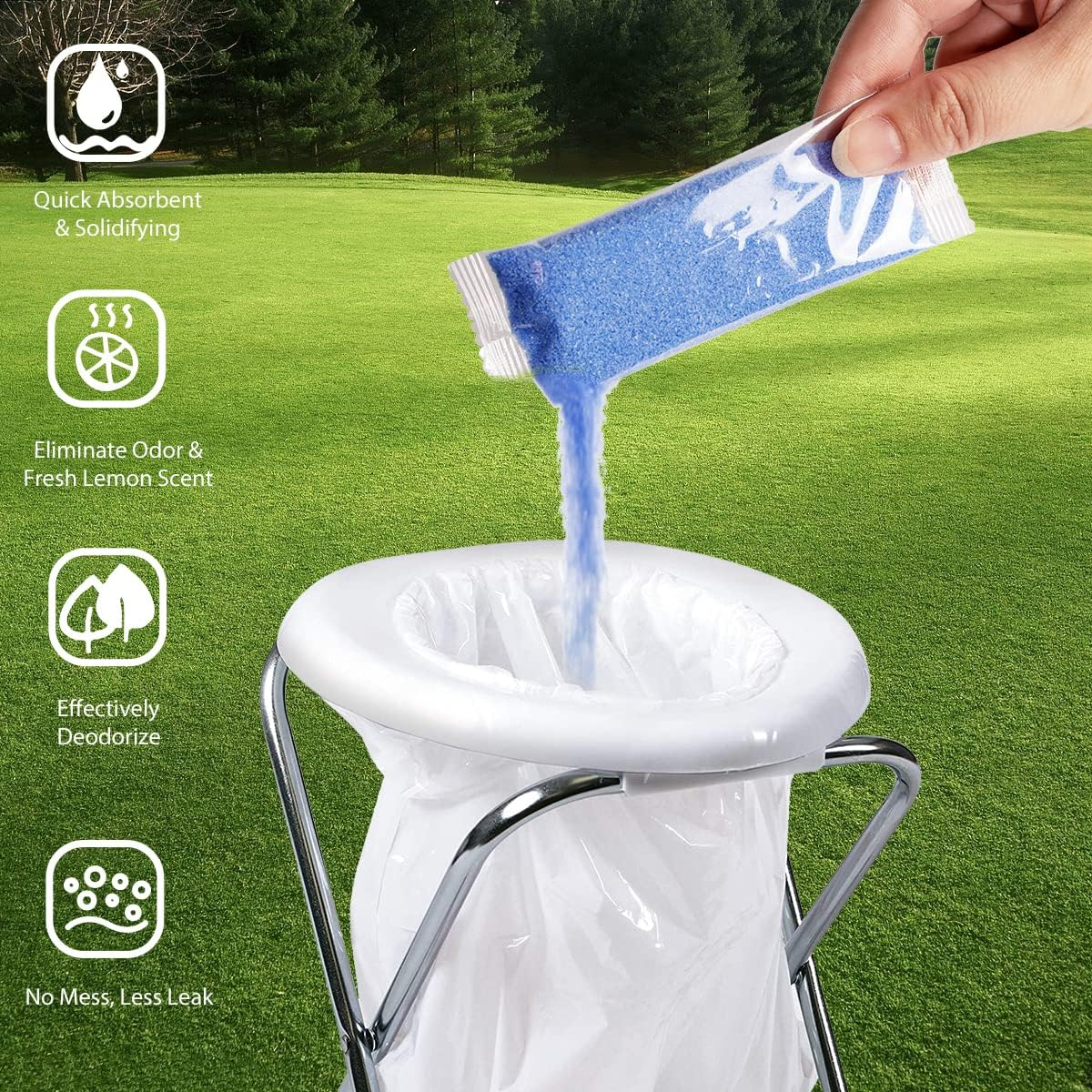 Wenge Potty Chemicals, Portable Toilet Powder - 45 Pack - Lemon Scent, Pee Powder for Portable Toilet,Camping Toilet Chemicals, Eco Absorbent Gel Liquid Waste Gelling image number 5