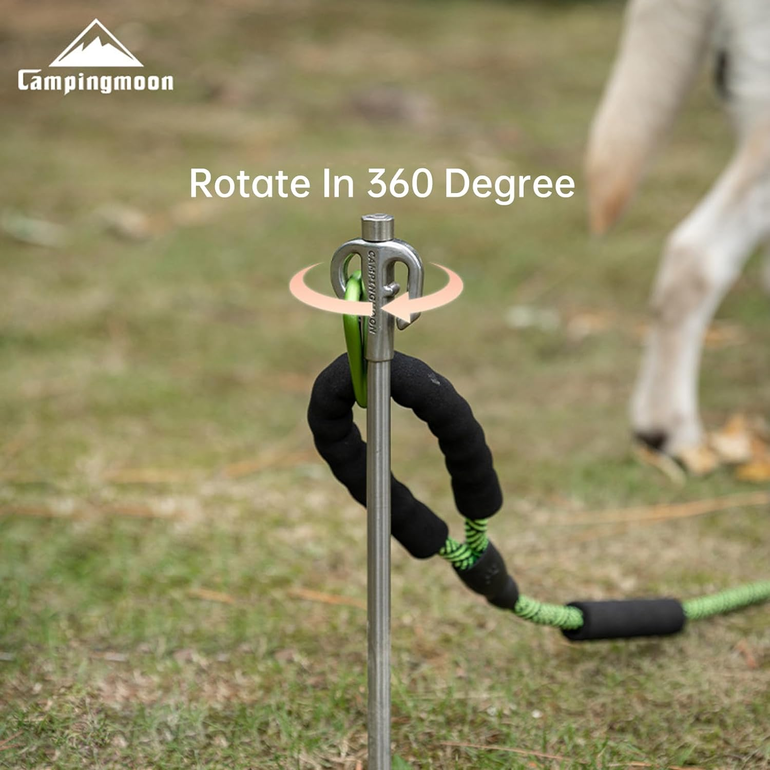 Campingmoon Dog Tie Out Stake 360&deg; Swivel Heavy Duty Strongest Dog Anchor Spike for Tie-Out Cable Chain in Yard or Camping image number 5