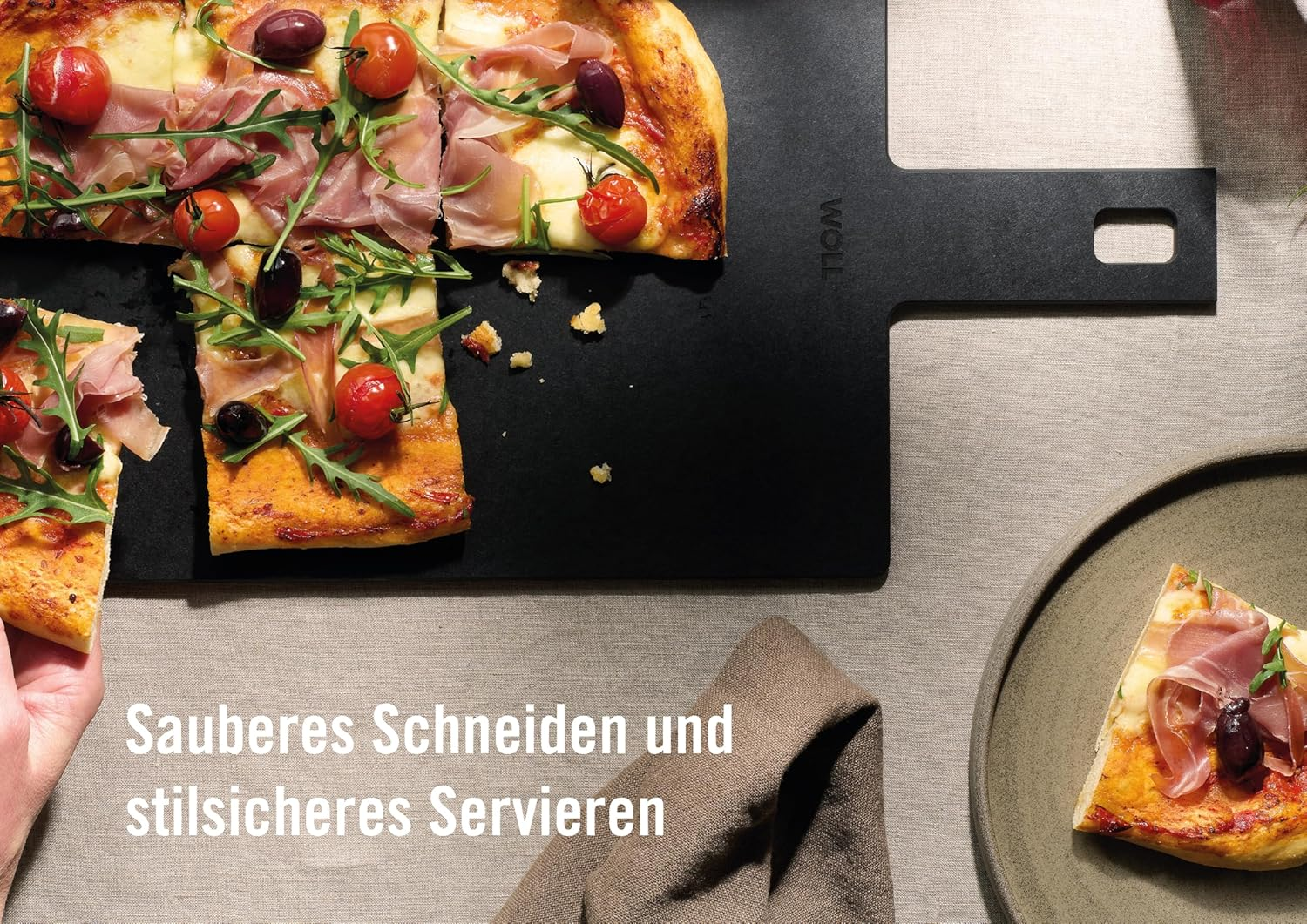 Woll Cut & Serve 4-Piece Chopping Board Set with Holder, Made from FSC Certified Paper Composite, BPA and VOC Free, Heat Resistant up to 175&deg;C, Dishwasher Safe, Matte Black image number 2