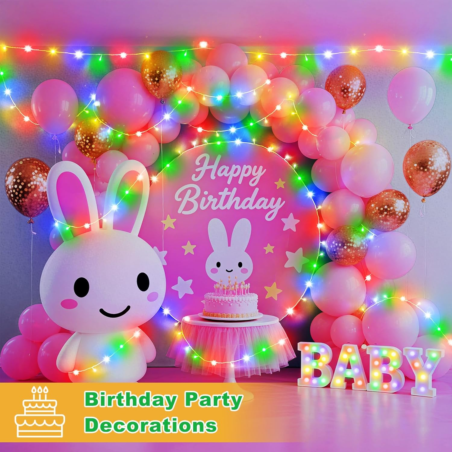 Isisyu Pack of 2 Fairy Lights Outdoor Battery, 3 M 30 LED Fairy Lights Battery with Timer, IP65 Waterproof Fairy Lights Colourful for Indoor Outdoor Christmas Wedding Party Bedroom Christmas Tree image number 1