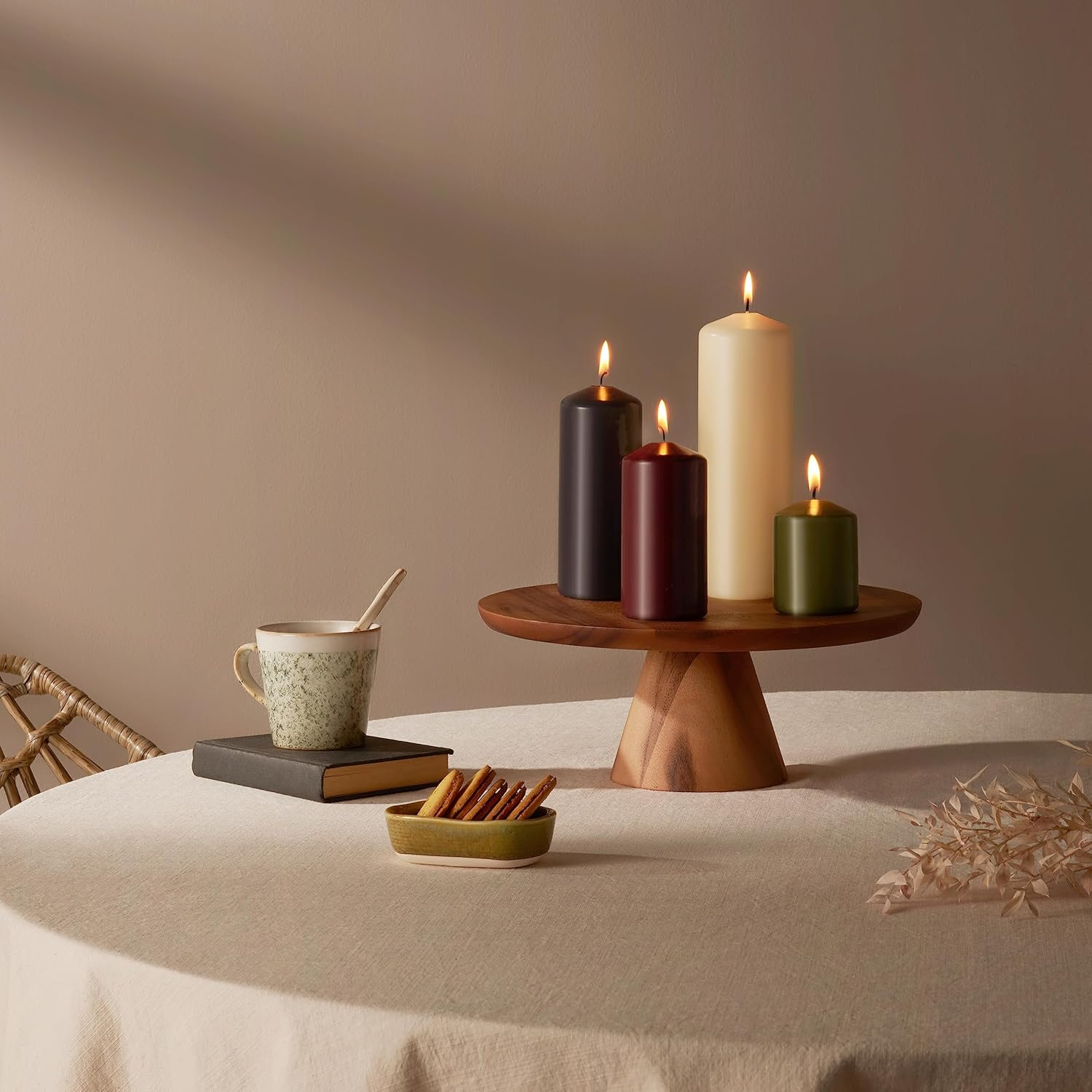 Bolsius - Essentials - Pillar Candle - Olive Green - 8 Cm - Length Burning Time 17 Hours - Unscented - Natural Plant Wax - without Palm Oil image number 5