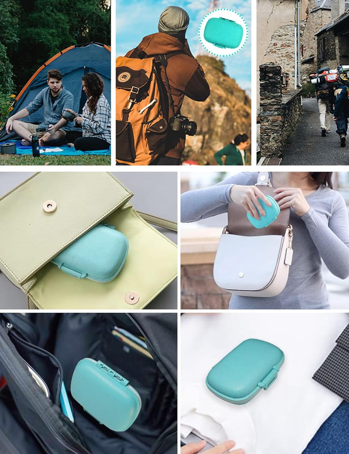 2 PCS Travel Pill Organizers, Daily Pill Organizers, 8 Compartments Portable Pill Cases, Pill Box to Hold Vitamins Cod Liver Oil, Small Pill Box for Pocket Purse Medicine Container Beige (Pink) image number 1