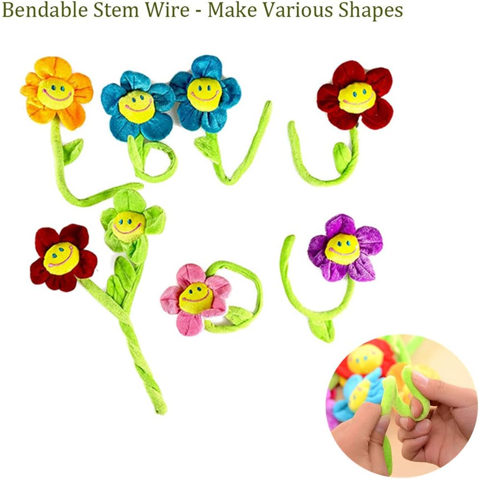 16Pcs Artificial Plush Sunflower Daisy Flower Toy Bendable Curtain Buckle Tiebacks Birthday Wedding Party Gift Decor Fairy Wands Stick Performance Props Novelty School Prize Gifts image number 3