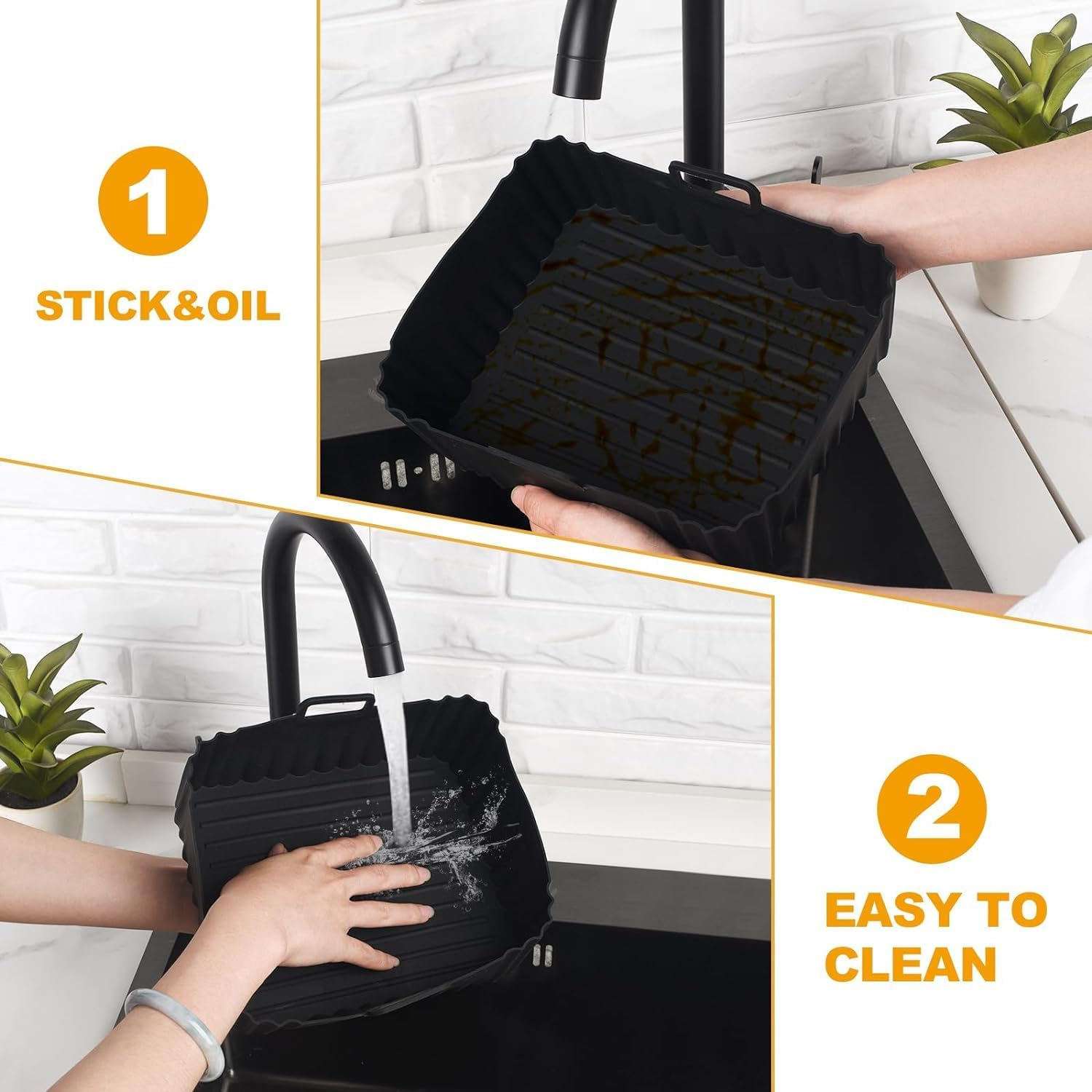 Akulife Air Fryer Liners Silicone Reusable for Tefal Easy Fry 5.2L/3.1L, Dual Air Fryer Inserts, Accessories for Lakeland 5L/3L, Tower T17099 5.2L/3.3L, Salter 5.5L/3.5L, Netta 5.5L/3.5L image number 5