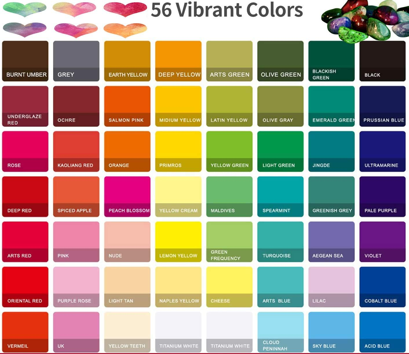 AOOK Gouache Paint Set, 56 Colors X 30Ml Unique Cup Design in a Carrying，Comes with a Colorful round and Rectangle Tray Paint Palette (56 Colors+2) image number 5