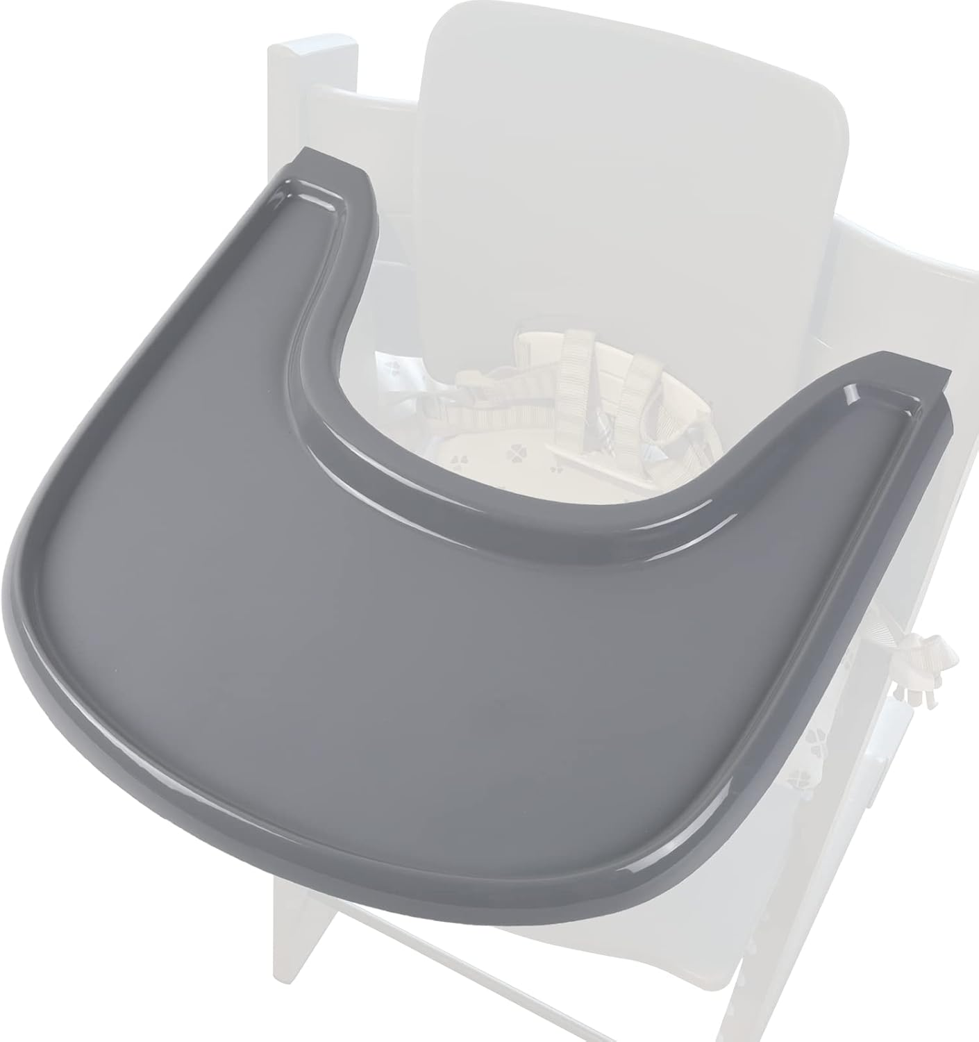 Luqibabe Baby High Chair Tray Compatible with Stokke Tripp Trapp Chair (V2 and Beyond) with Smooth Surface and Strong Suction Power Made of Food-Safe Plastic (BPA BPS BPF Lead Phthalate Free) - White