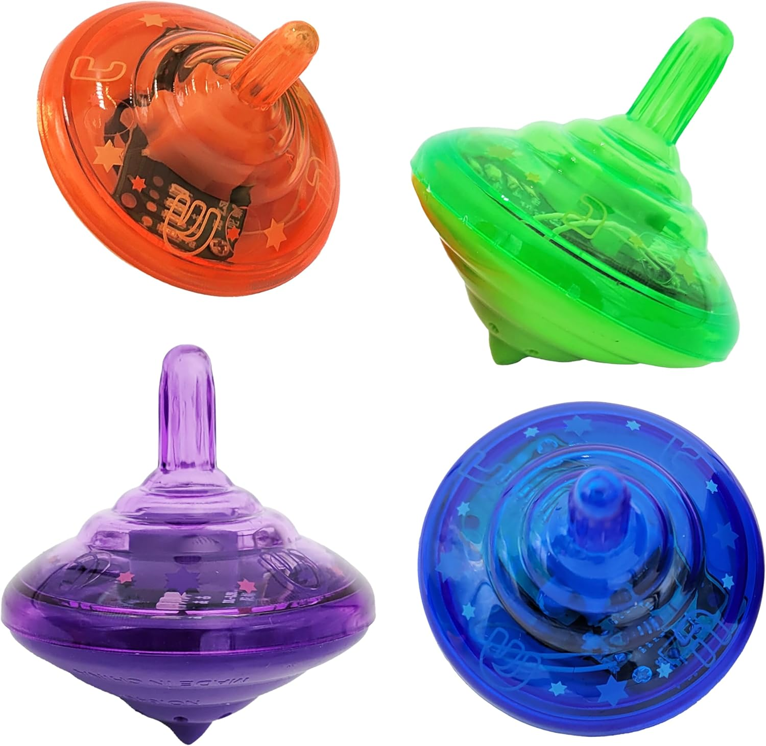 Hanukkah Musical Light-Up Dreidel Spinning Tops Set, Plays 2 Classic Hanukkah Songs, Assorted Colors (4-Pack) image number 3