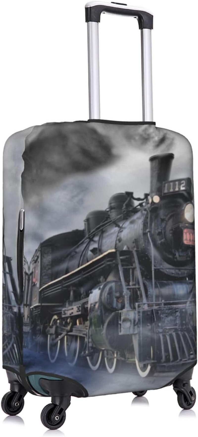 Obabo White Purple Butterflies Travel Luggage Cover,Washable Suitcase Cover Protector Anti-Scratch Suitcase Cover Fits 18-32 In, Steam Train Clouds, M image number 3