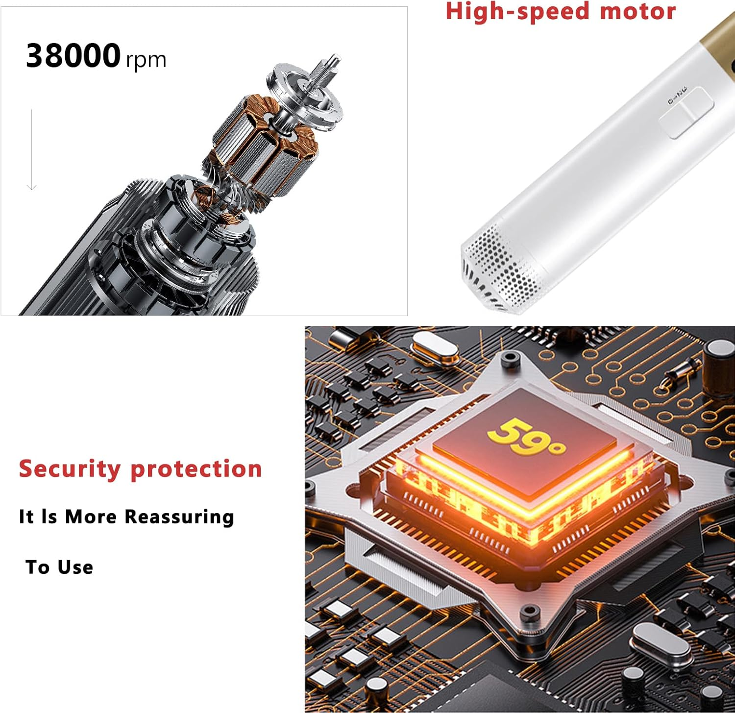 Wisbtyco Air Styler 5-In-1 Hair Styling Brush Set,Au Plug, Air Wrap Detachable Tools for Curling, Volumizing, Straightening Premium White Gold Tools Kit,Thermal Brush for All Hair Types image number 4