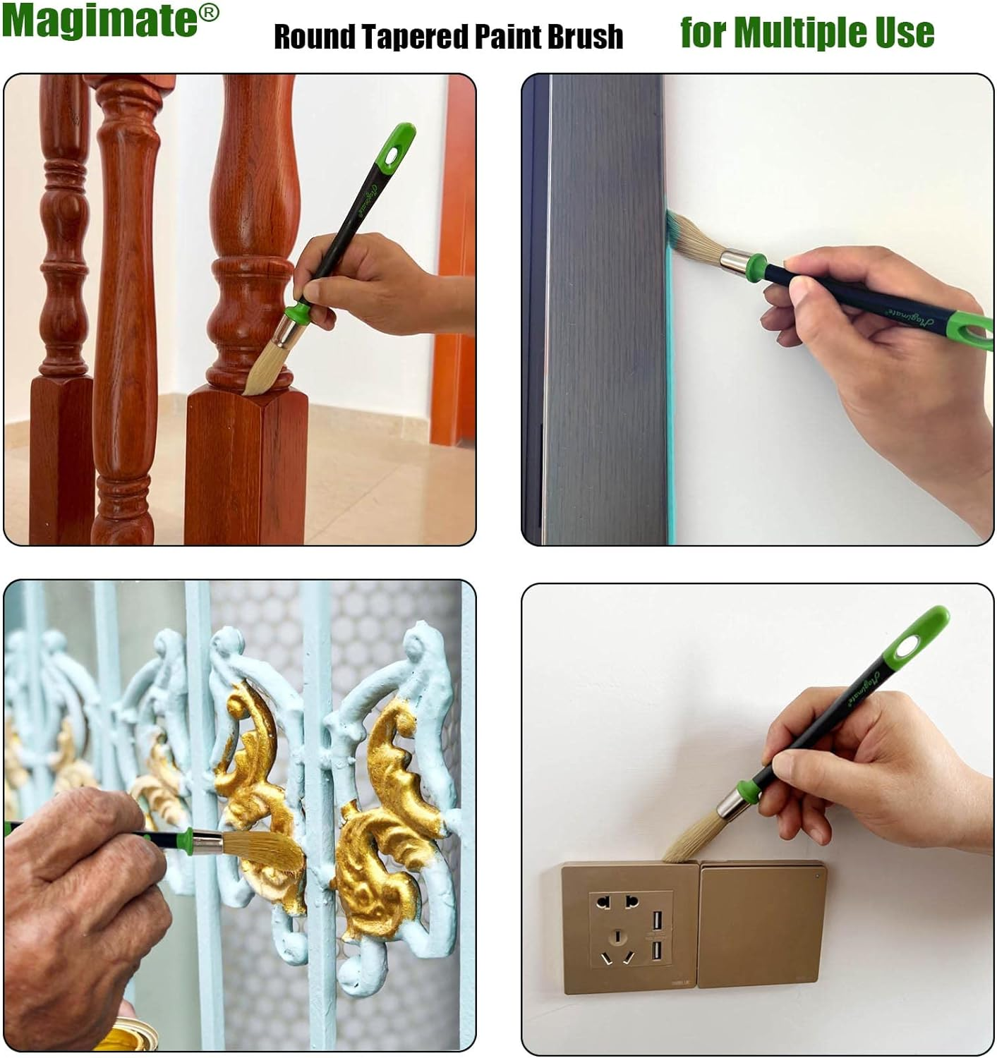 Magimate Small Paint Brush for Touch Ups, Trim Stain Brush for Sash, Baseboards, House Wall Corners and Art Application, One Singe Size 0.6-Inch (15Mm)