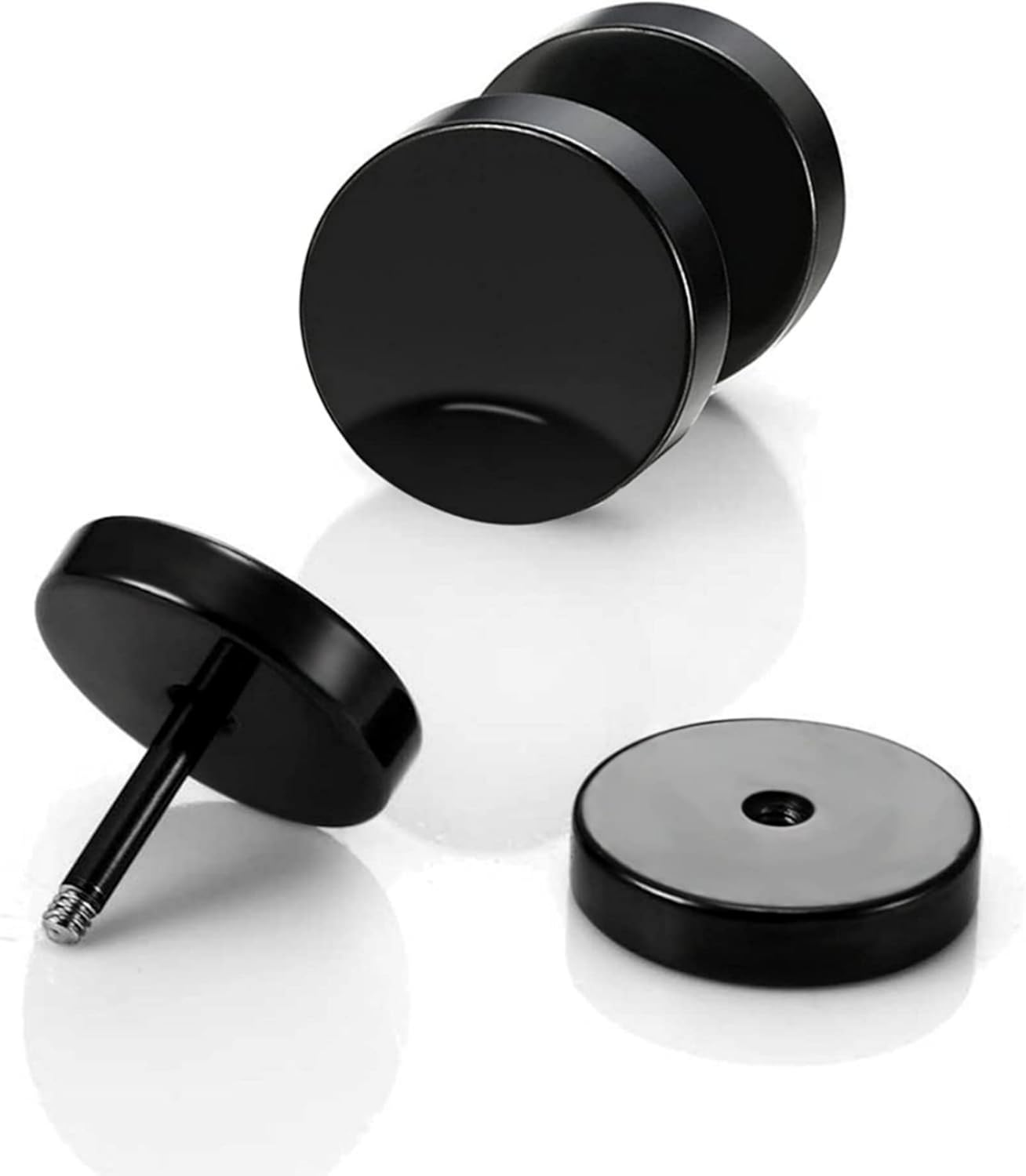 ZALIZR Black Stainless Steel Stud Earrings Set - 6 Pairs 5Mm-10Mm Ear Piercing Plugs, Unisex Flat Top round Studs for Men, Women, Girls. image number 5