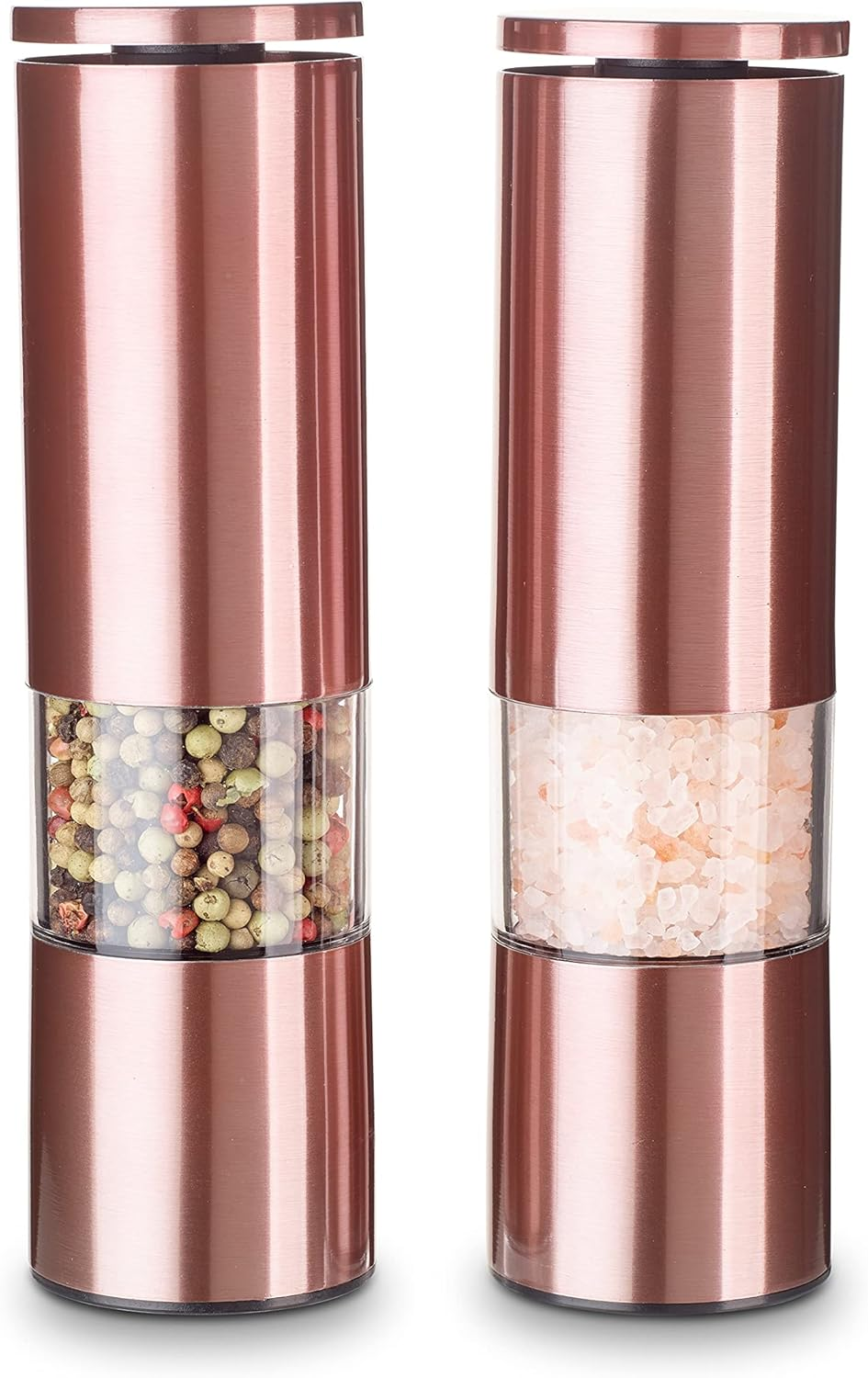 Echtwerk 2-Piece Spice Mill Set, Salt and Pepper Mill Made of High-Quality Stainless Steel with ABS Ceramic Grinder, Manual, for Pepper, Salt and Chilli, Silver Edition